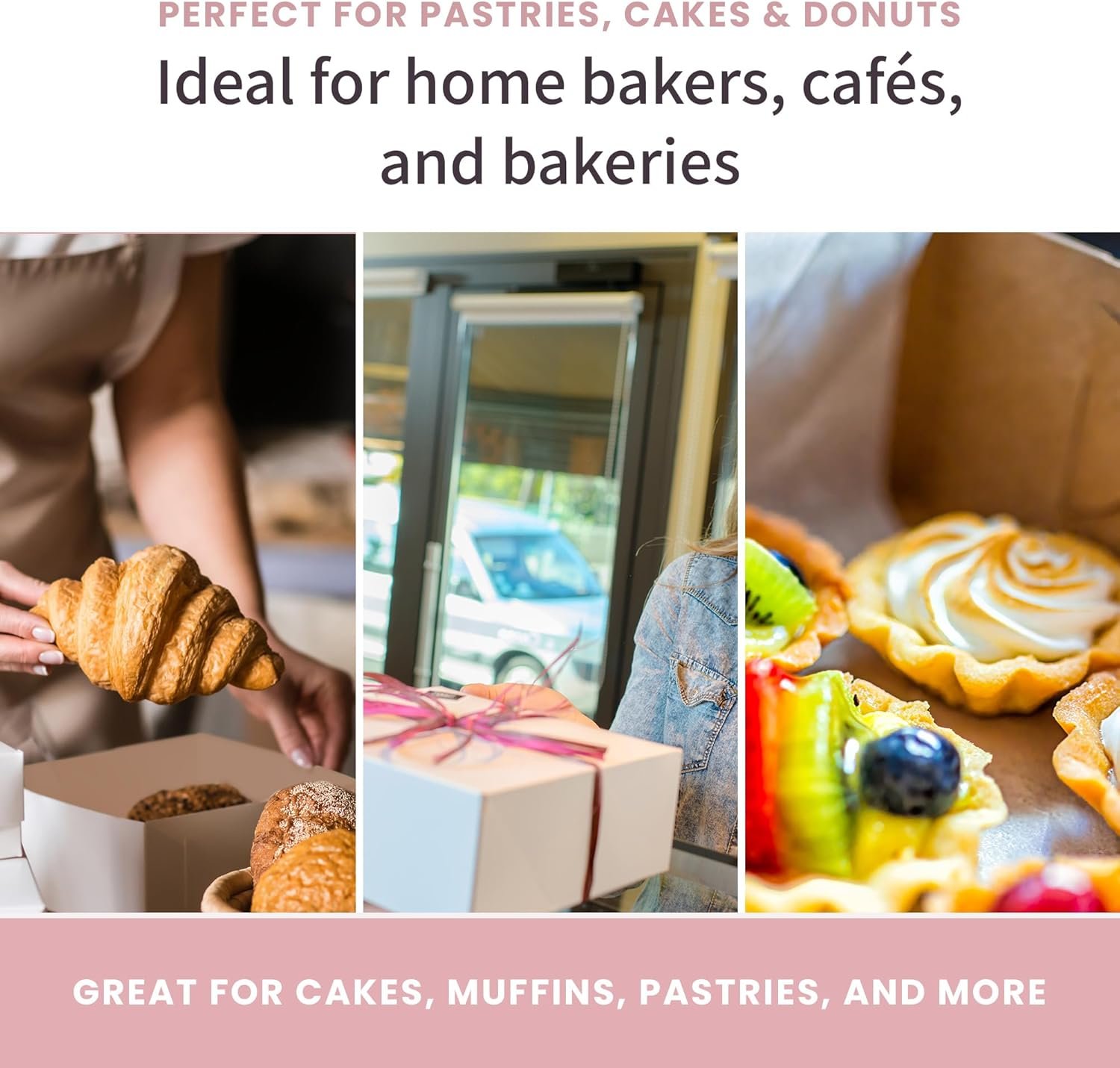 Großhandel 6“ klassische Kuchenboxen für Teigwaren und Kekse, individuelle Logos möglich, gefertigt von zuverlässigen Herstellern, mit speziellen Seitenklammern und einem Frontverschluss, Größenangabe 6 x 6 x 3 (Packung mit 50)