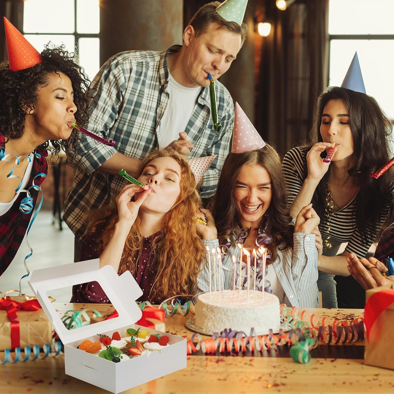 Großhandel 12 Stück 8x6x2,5 Zoll Backschachteln mit Fenster für Kekse, Schokolade, Erdbeeren, Donuts, Cupcakes und Muffins - Individuelles Logo, Hersteller für hochwertige Verpackungen