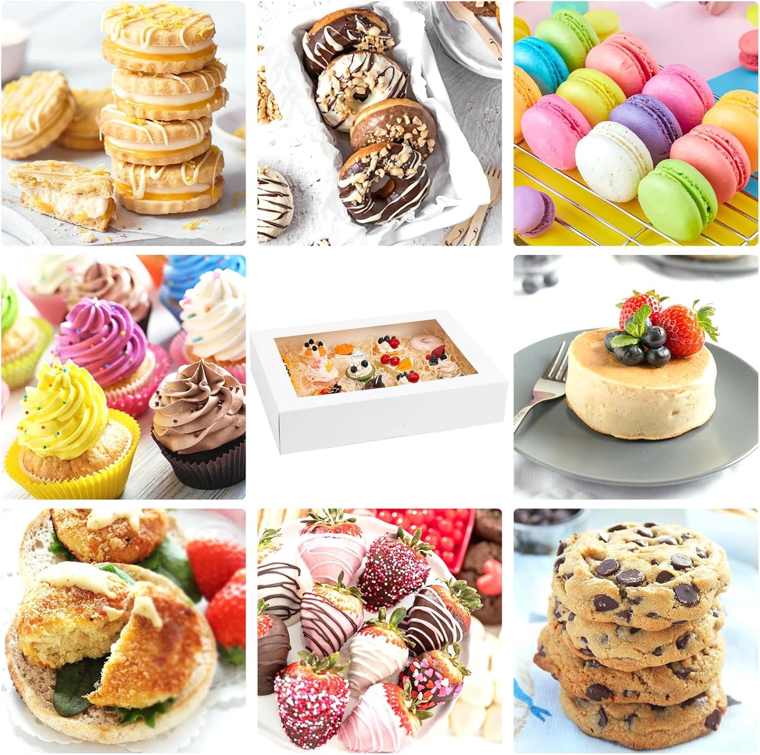 Großhandel 10 Stück 19x14x4 Zoll Halbblatt Kuchenboxen mit Fenster, individuelle Logos für die Verpackung von Gebäck, Donuts, Cupcakes und Torten, Hersteller für Bulk-Bestellungen.