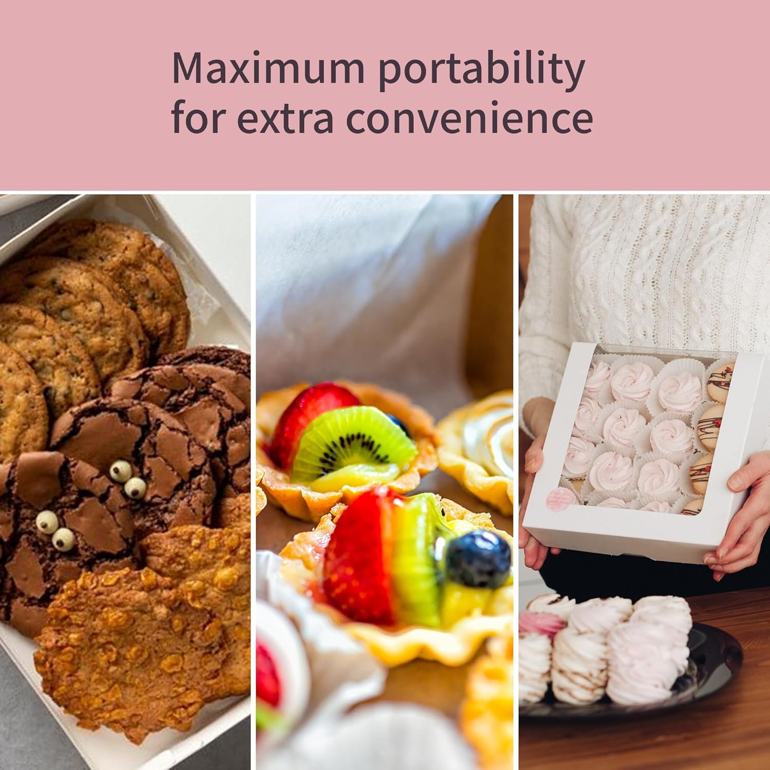 Individuelles Logo für umweltfreundliche, disposable Pappe Take-Out Kartons mit Fenster, ideal für Bäckerei-Boxen und Mittagessen, 7 3⁄4” x 5 1⁄2” x 2 1⁄2“, 15er-Pack, hergestellt von zuverlässigem Lieferant.