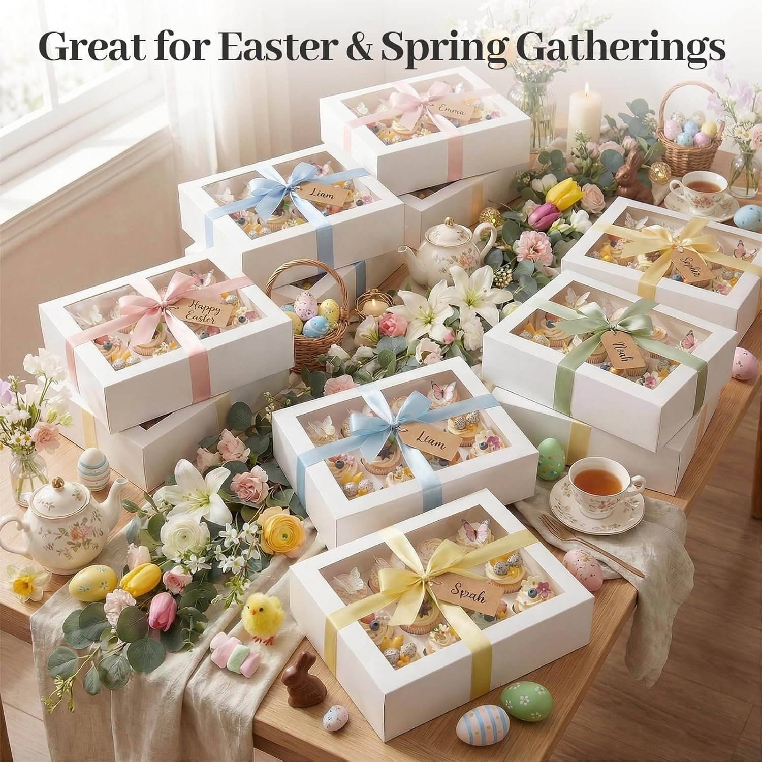 Großhandel 12 Stück Cupcake Boxen, weiße Verpackungen mit Fenster für Geburtstag und Feiertagsfeiern, individuell gestaltbare Backwarenlieferungen vom Hersteller in Großmenge