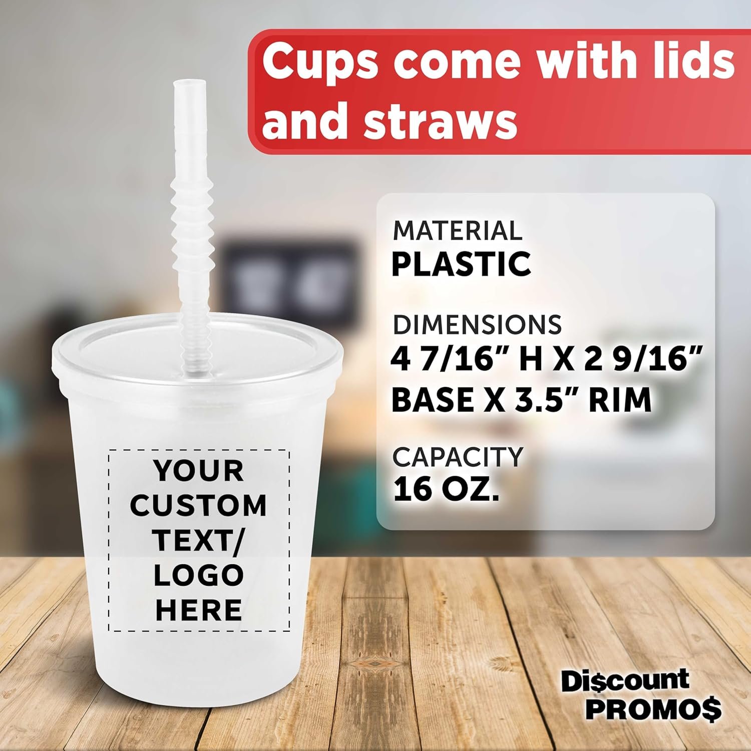 Großhandel individuell bedruckte Kunststoffbecher mit Deckel und Strohhalm 16 oz. Set von 10/50/100, perfekt für Sommer, Sportveranstaltungen, Geburtstage, Hochzeiten, Picknicks, Strand, Feiern - Hersteller für Bulk-Waren in klar.