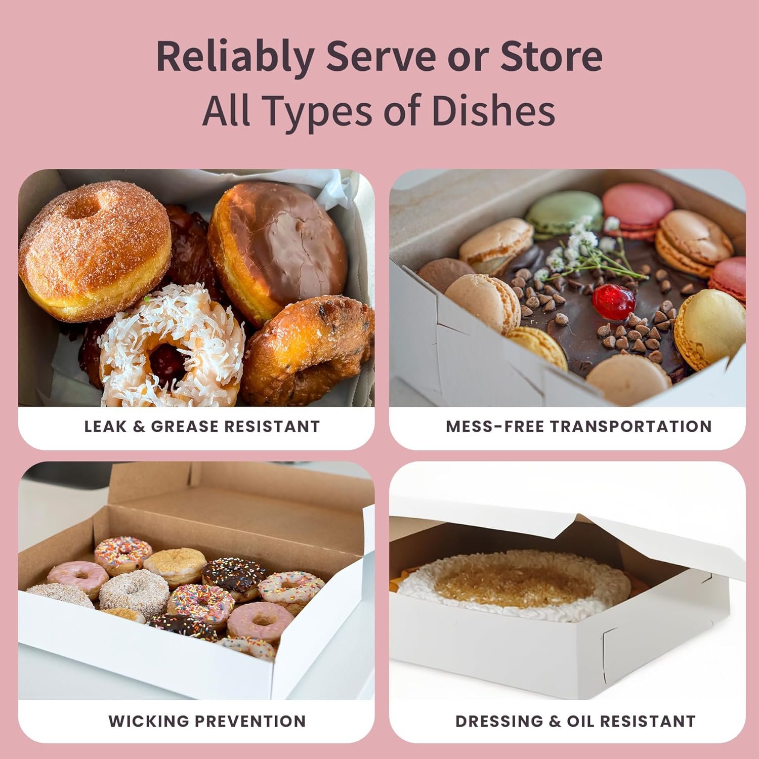 Großhandel 10” Layer Cake Box – Vielseitige reversible Pappe für kleine Bäckereien, individuelles Logo möglich, 10 x 10 x 5 cm, Packung mit 50, Hersteller für hochwertige Backverpackungen.