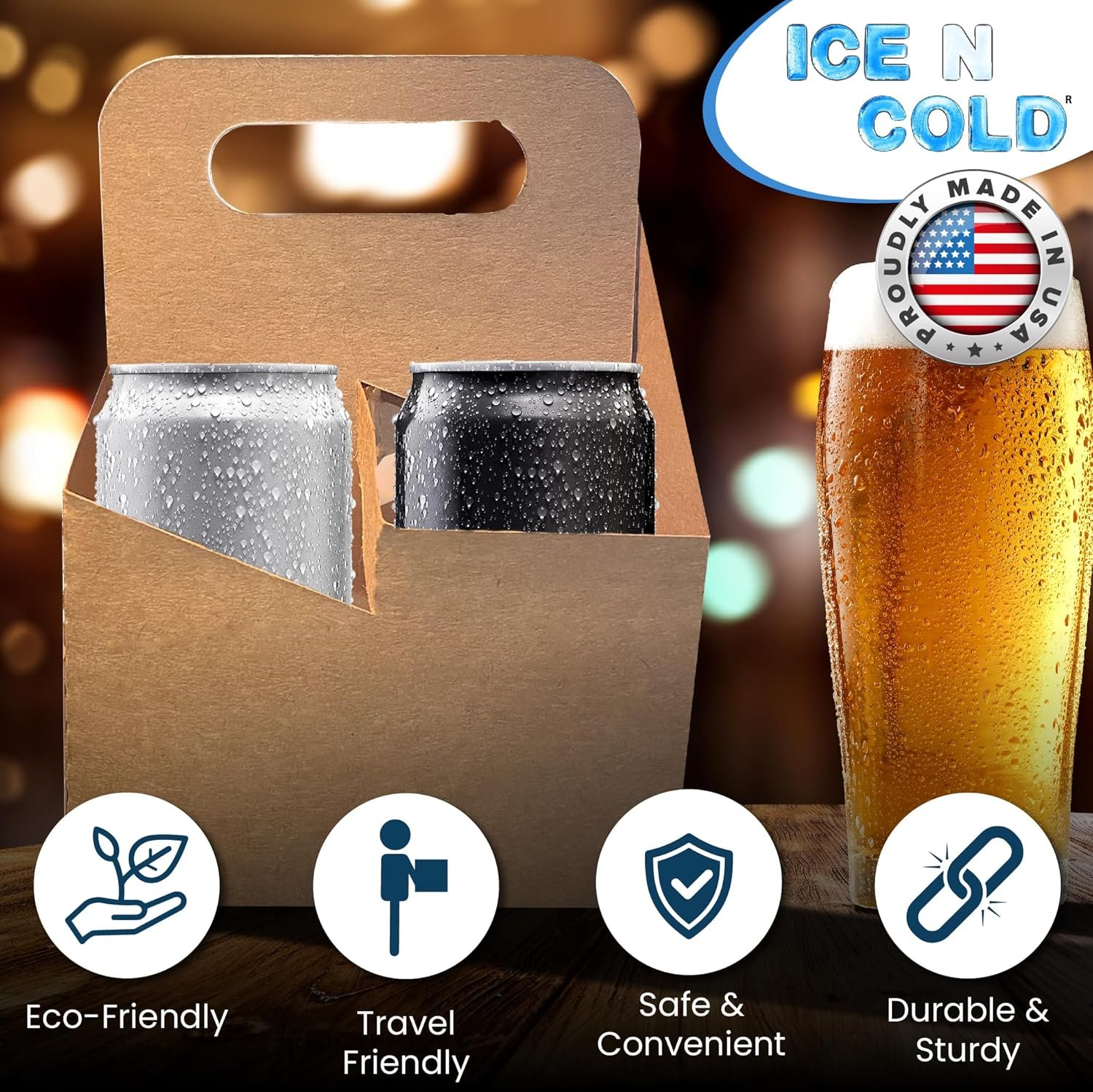 Großhandel 4er-Trinkträger mit Griff | Kraftpapier-Becherhalter für heiße und kalte Getränke | OEM Becherträger für Lieferdienste, wie Uber Eats und Door Dash (50 Stück)