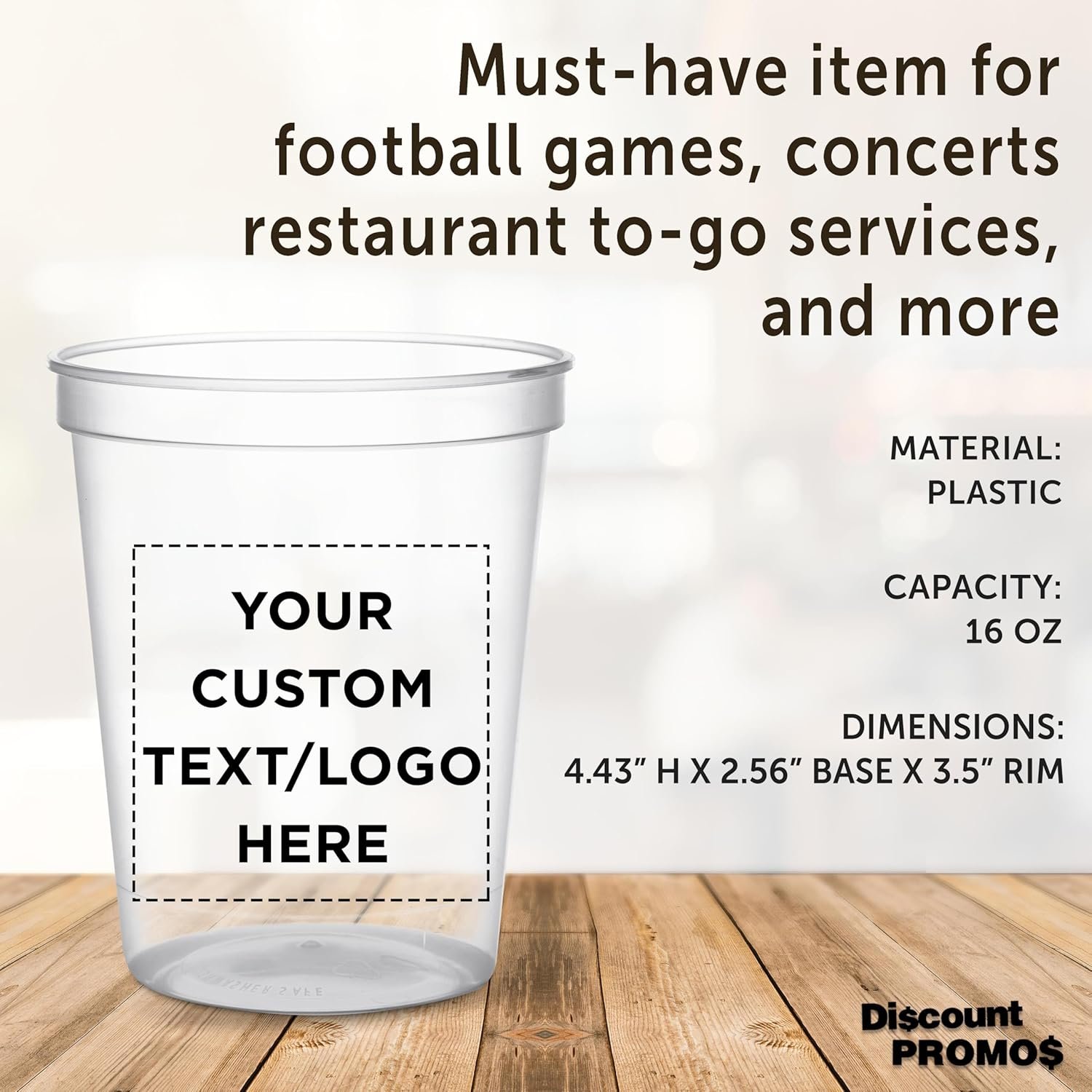 Großhandel individueller Logo Kunststoff Stadionbecher 16 oz. klarem Bulk-Pack mit 100 Stück - Hersteller für personalisierte Becher für Geburtstagsfeiern, Hochzeiten, Picknicks, Strandpartys.