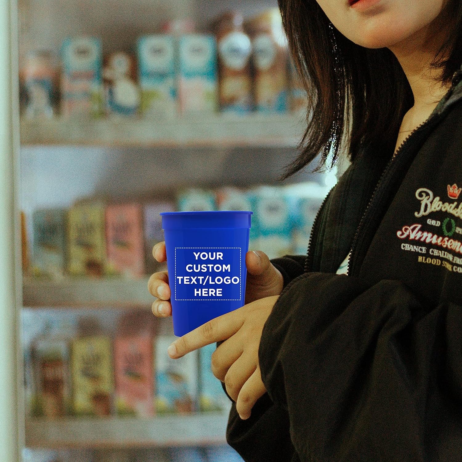 Großhandel Individuelles Logo - Set aus 50 biologisch abbaubaren 12 oz Kunststoffbechern - Perfekt für Sommer, Sportveranstaltungen, Geburtstagsfeiern, Hochzeiten, Picknicks, Strand und Partys - Hersteller Bulk Pack