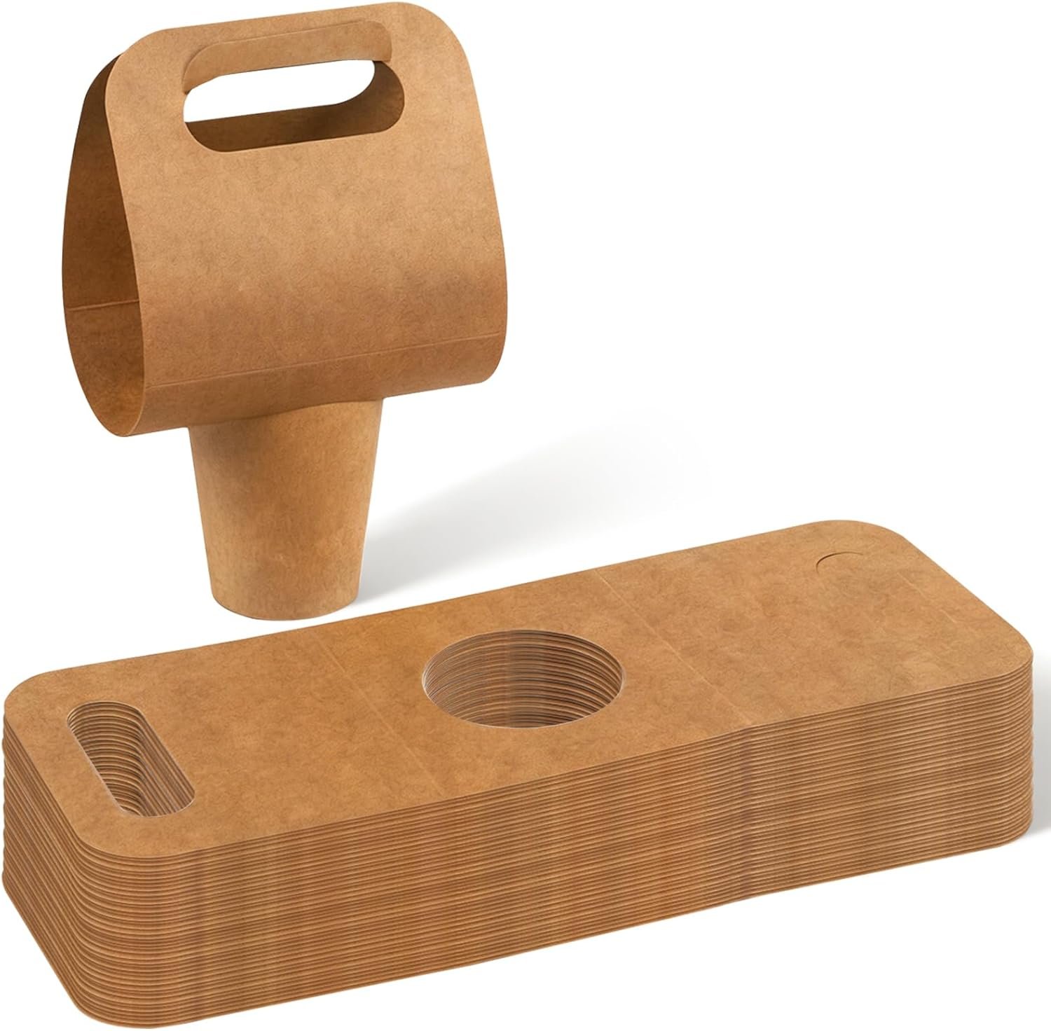 Großhandel 1 Cup Tragetasche für Getränke mit Griff, 50 Stück Kraftpapier Kaffeebecherhalter für den Food-Lieferdienst, entscheidend für OEM und faltbare Träger für heiße/kalte Getränke to go