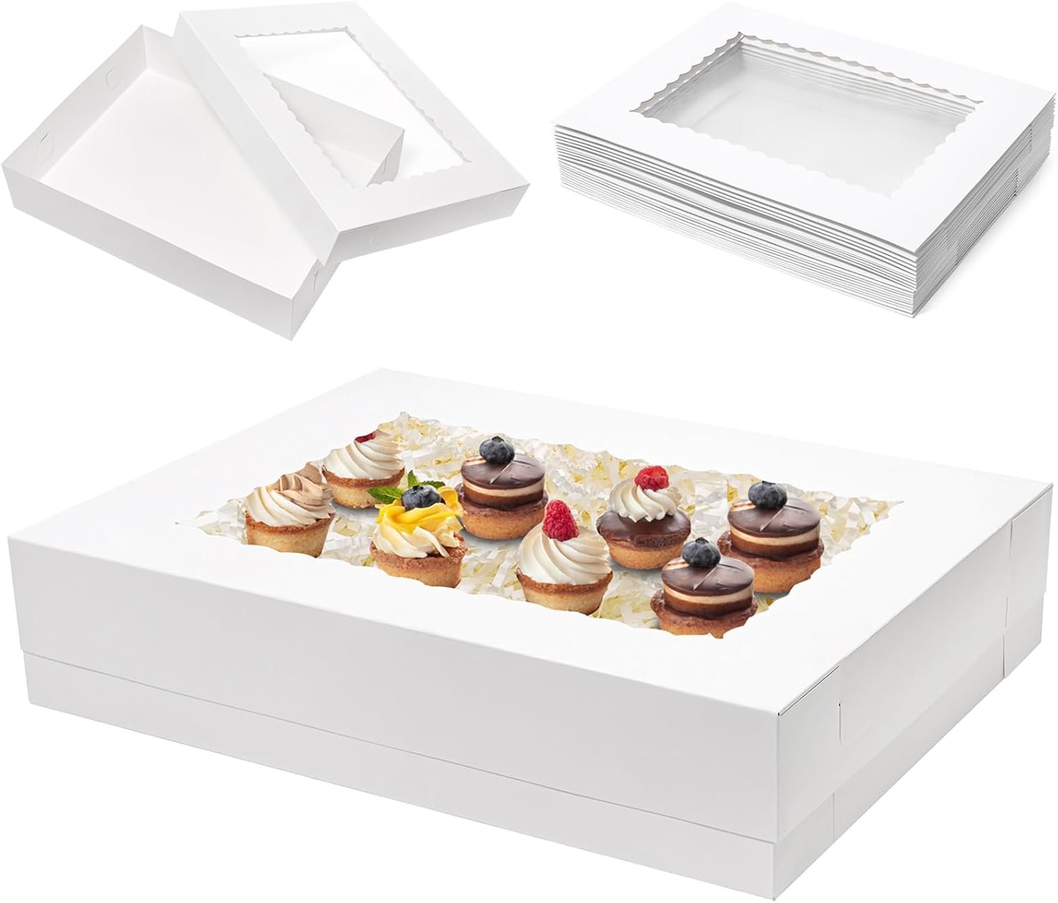 Großhandel 10 Stück 19x14x4 Half Sheet Kuchenboxen mit Fenster rechteckige 1/2 Sheet Bäckereiboxen für Pâtisserie, Torten, Cupcakes, Donuts, Kekse und Pies Verpackung – Individuelles Logo möglich vom Hersteller. Großhandel 10 Stück 19x14x4 Half Sheet Kuchenboxen mit Fenster rechteckige 1/2 Sheet Bäckereiboxen für Pâtisserie, Torten, Cupcakes, Donuts, Kekse und Pies Verpackung – Individuelles Logo möglich vom Hersteller.