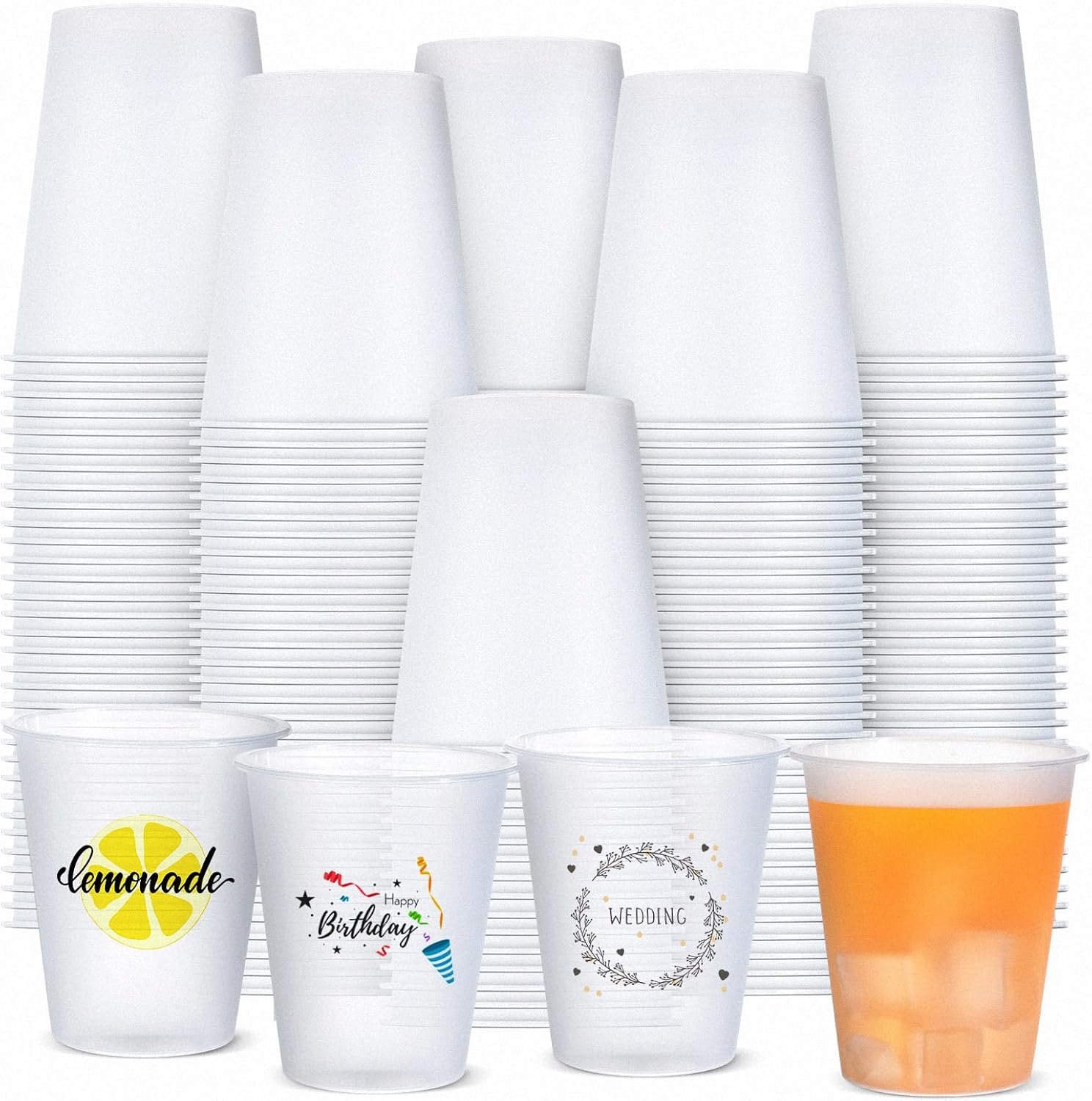 Großhandel 100 Stück 12 oz klare, frostige Kunststoffbecher für Hochzeiten, Stadien und Veranstaltungen, Hersteller von individuellen Logo-Getränkebechern, OEM Einweg-Party-Tumblers in Bulk für Hochzeiten und Marketing.
