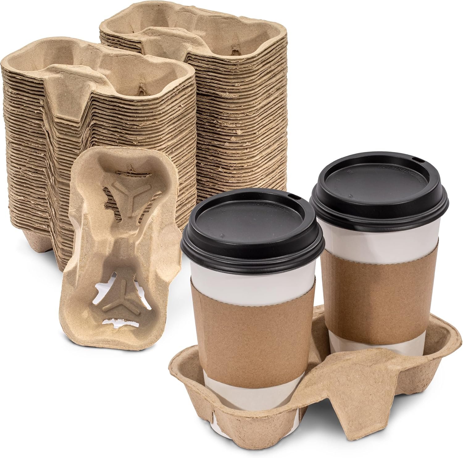 Großhandel 100 Stück 2-Becher-Träger aus Pulp-Faser, biologisch abbaubarer Becherhalter für heiße und kalte Getränke, OEM Drink Carrier für Delivery, Kaffeehäuser, in Bulk erhältlich Großhandel 100 Stück 2-Becher-Träger aus Pulp-Faser, biologisch abbaubarer Becherhalter für heiße und kalte Getränke, OEM Drink Carrier für Delivery, Kaffeehäuser, in Bulk erhältlich