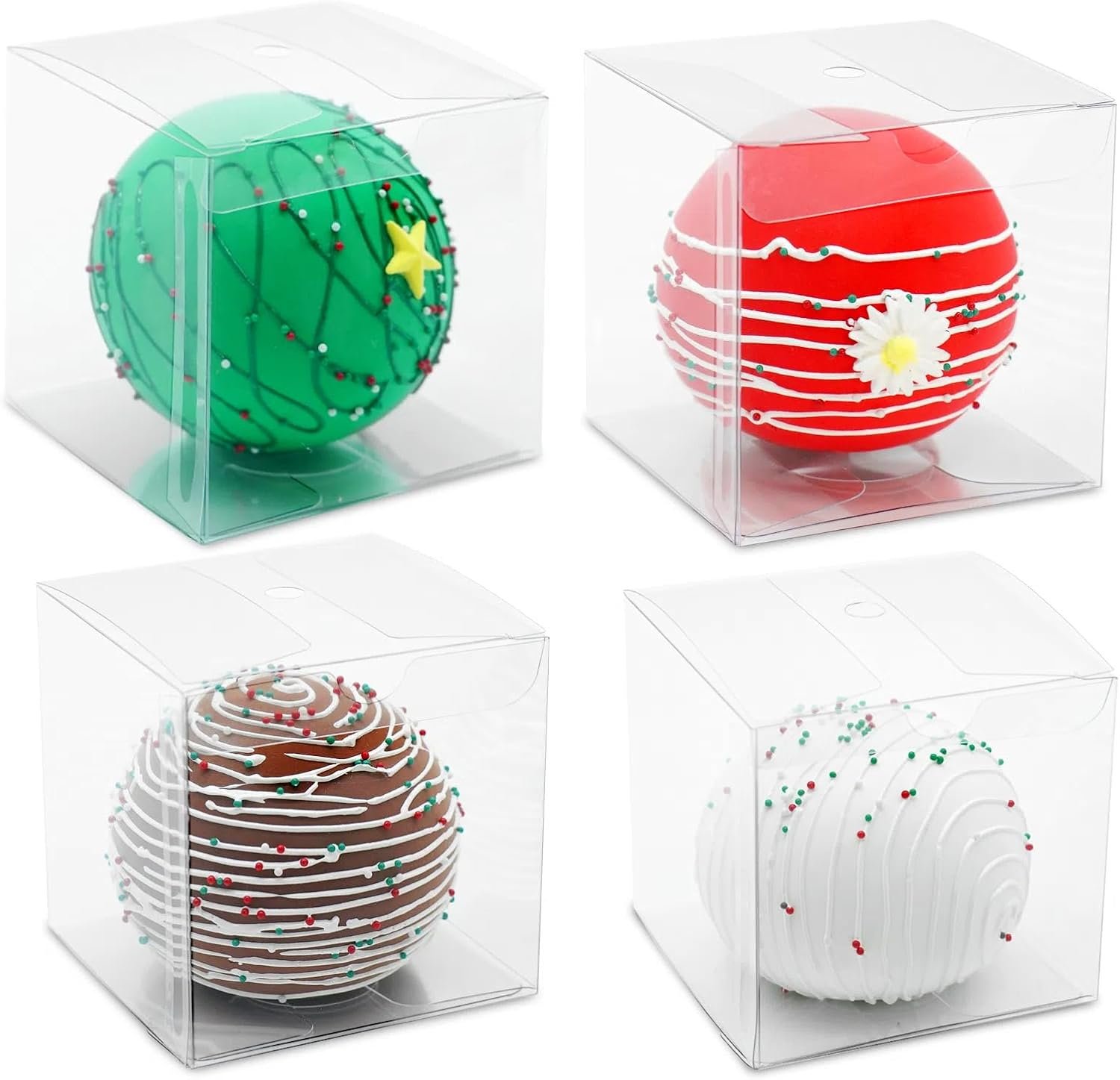 Großhandel 100 Stück Klare Geschenkboxen 3x3x3 Zoll für Schokoladenbomben, Cupcakes und Macarons, Individuelles Logo für Hochzeiten und Geburtstagsfeiern, Hersteller für große Mengen.