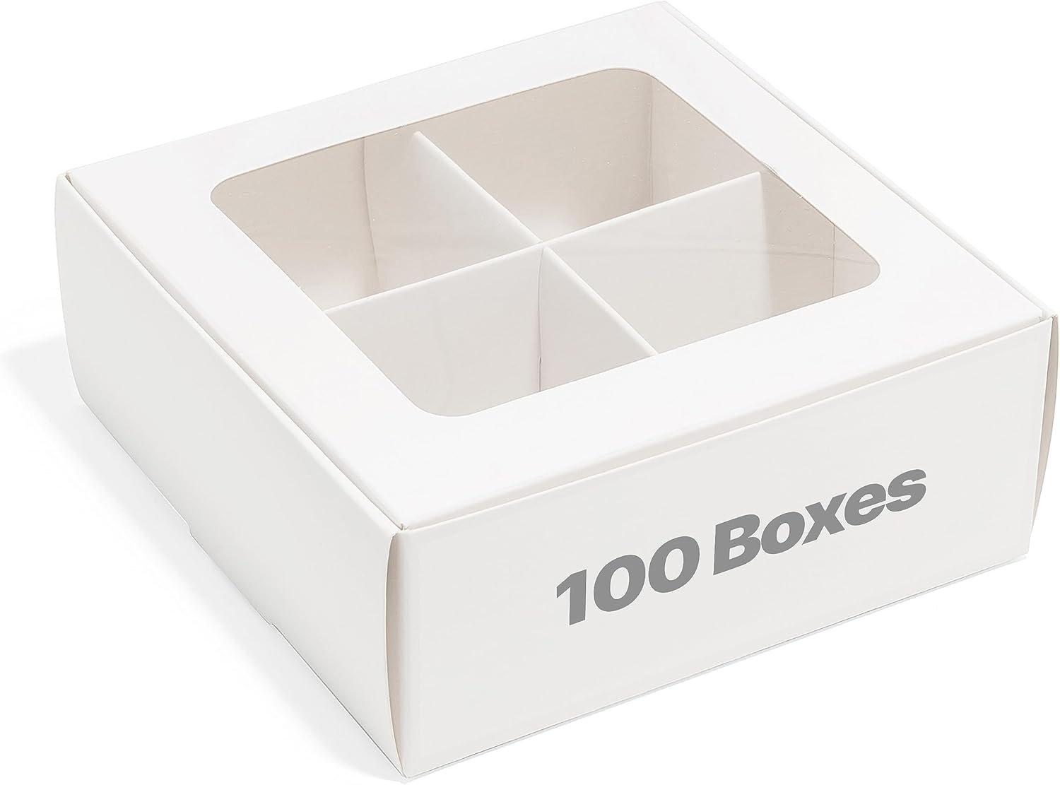 Großhandel 100 Stück weiße Mini-Cookie-Boxen für 4 Leckereien mit Fenster und Trennwänden, quadratische Backboxen 6 x 6 x 2,4 Zoll, individuelle Logo-Dekoration für Geschenkverpackungen, OEM Hersteller, Bulk-Angebot Großhandel 100 Stück weiße Mini-Cookie-Boxen für 4 Leckereien mit Fenster und Trennwänden, quadratische Backboxen 6 x 6 x 2,4 Zoll, individuelle Logo-Dekoration für Geschenkverpackungen, OEM Hersteller, Bulk-Angebot