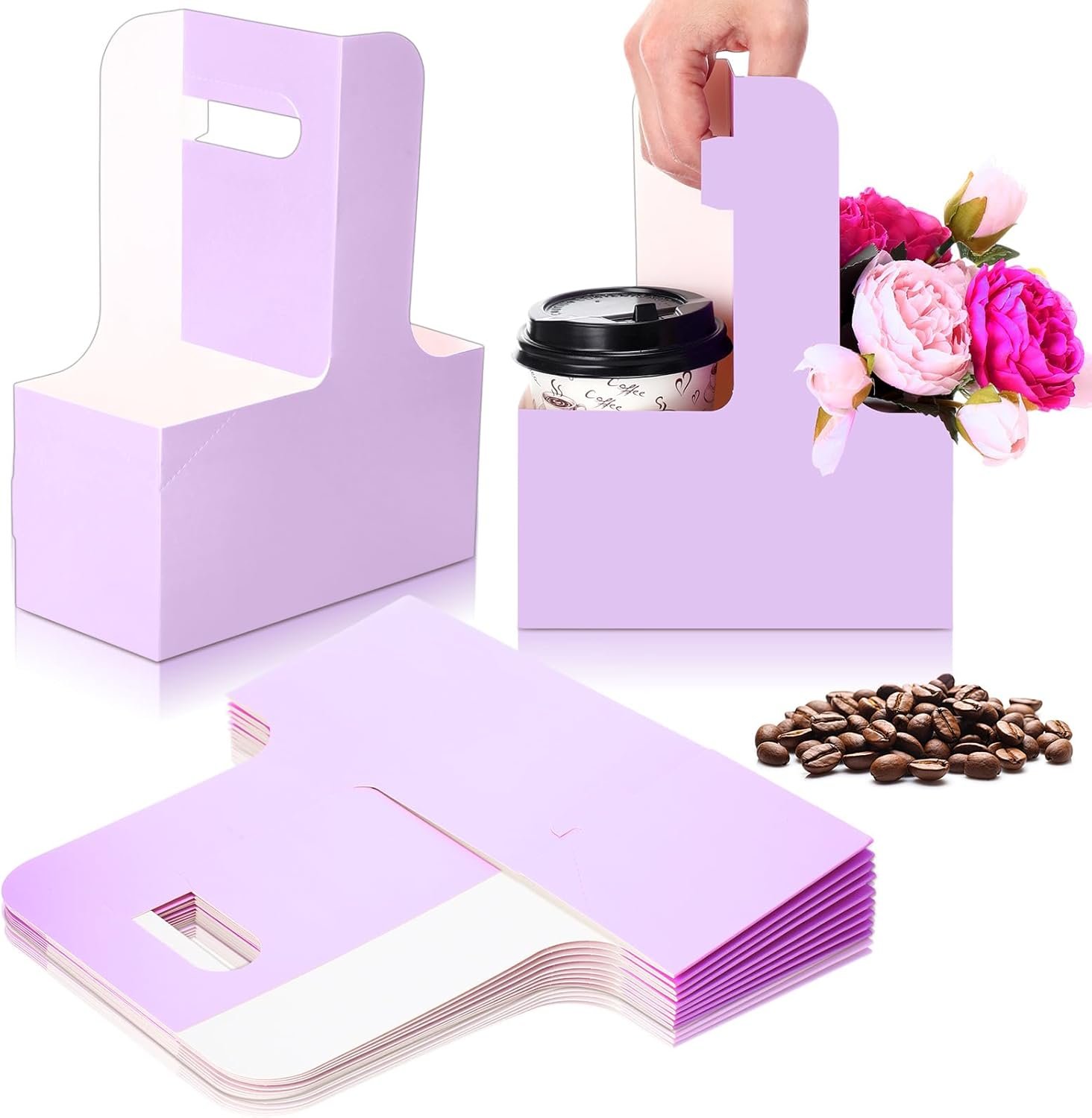 Großhandel 10er Pack 2-Tassen Tragetasche für Getränke mit Griff, Papier-Tragetasche für Kaffee, Hot und Cold Drinks, Take Out Becherträger für die Lebensmittelzustellung mit individuellem Logo. Großhandel 10er Pack 2-Tassen Tragetasche für Getränke mit Griff, Papier-Tragetasche für Kaffee, Hot und Cold Drinks, Take Out Becherträger für die Lebensmittelzustellung mit individuellem Logo.