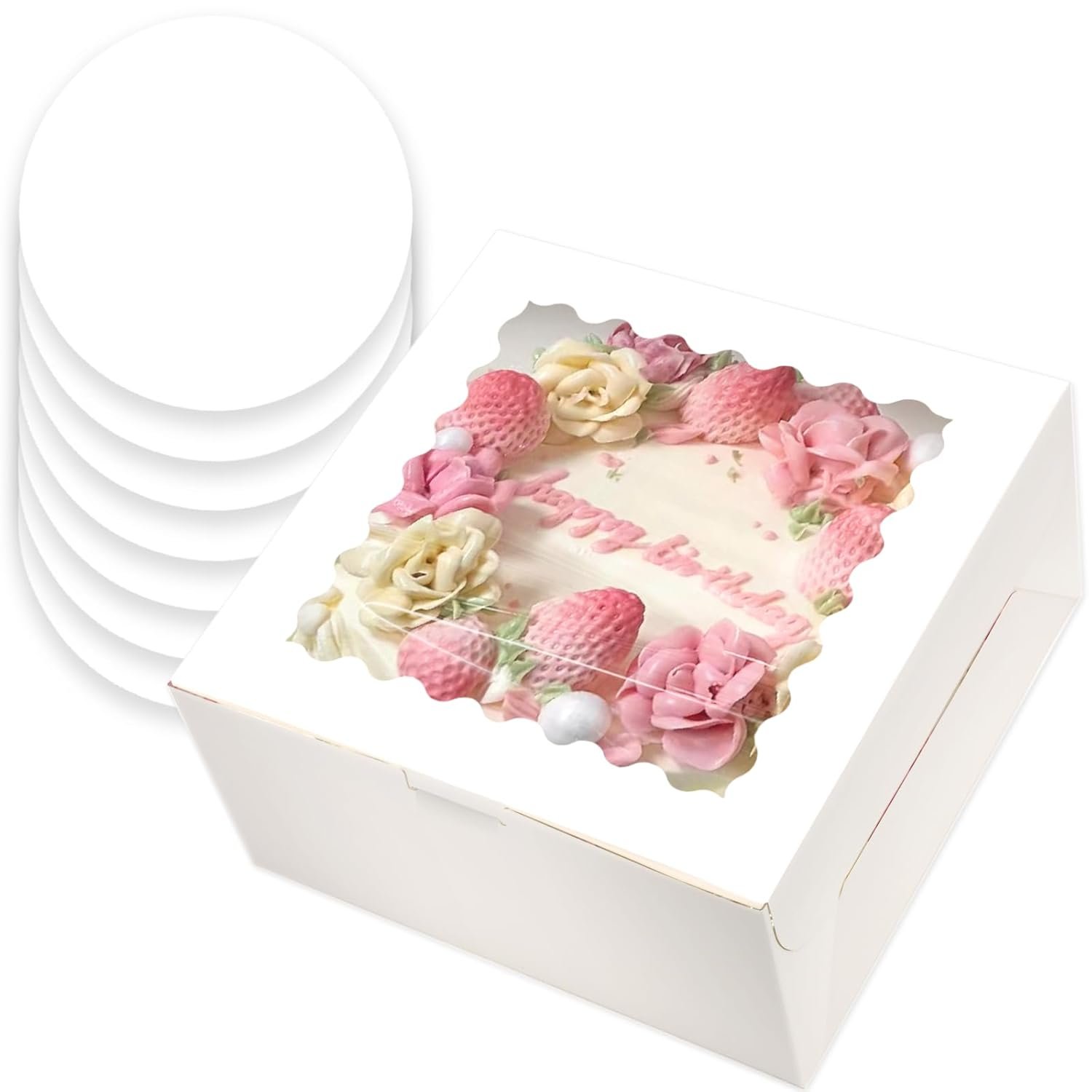 Großhandel 10x10x5 Cake Box, 4 Sets mit Fenster und 4 Sets 10