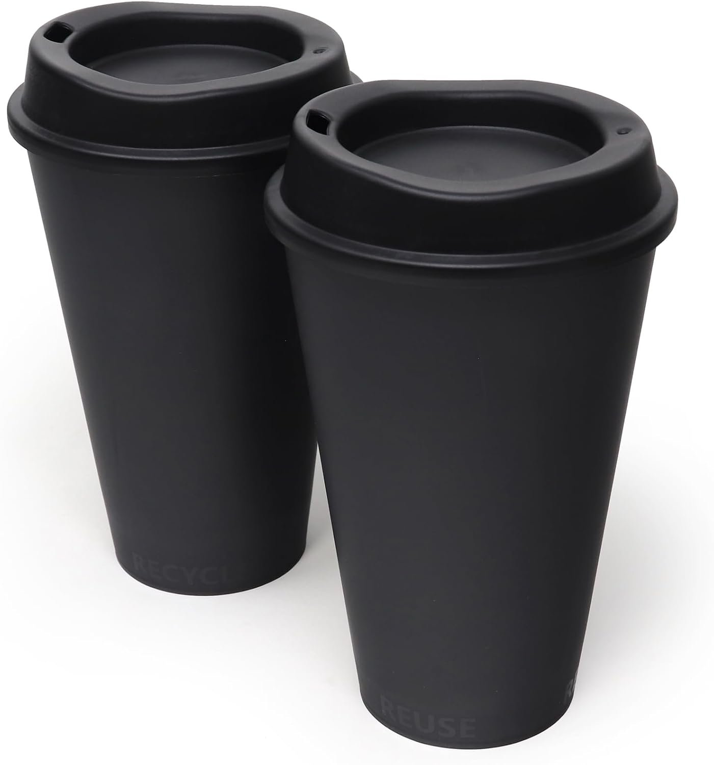 Großhandel 16 oz wiederverwendbare Kaffeetassen mit Deckeln 2er-Pack, OEM für heiße oder kalte Getränke, spülmaschinen- und mikrowellengeeignet, individueller Logo-Druck, schwarz