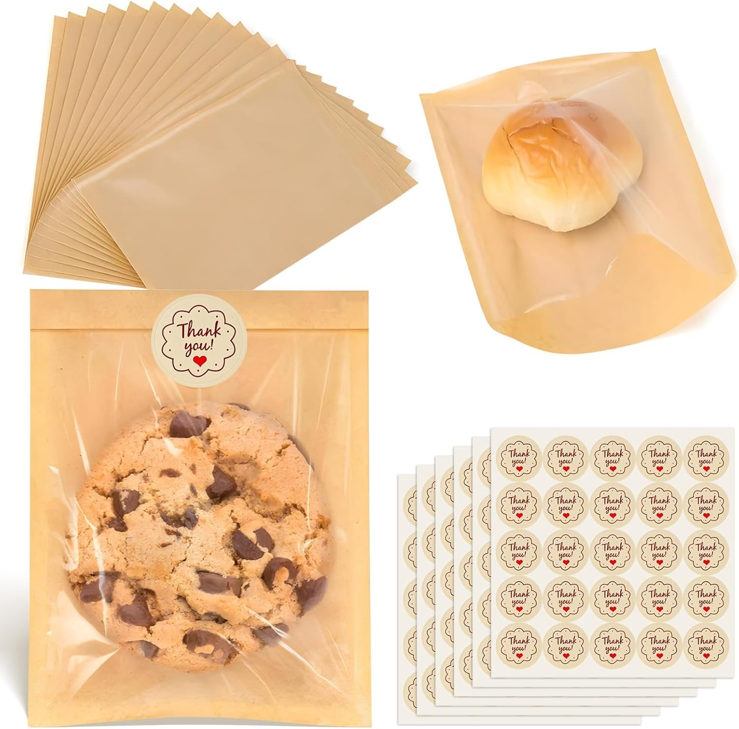 Großhandel 160 Packung Cookie Bags mit Fenster, 7,5x5,1 Zoll verpackbare Backwarenbeutel, OEM-fähige frittierte Snack-Tüten, fettbeständige Donut-Hüllen für Leckereien, Scone, Brownie, Snack Großhandel 160 Packung Cookie Bags mit Fenster, 7,5x5,1 Zoll verpackbare Backwarenbeutel, OEM-fähige frittierte Snack-Tüten, fettbeständige Donut-Hüllen für Leckereien, Scone, Brownie, Snack