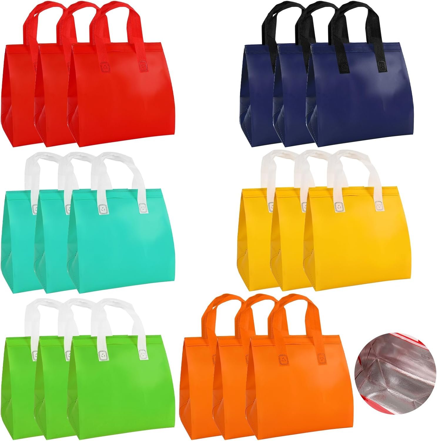 Großhandel 18 Stück isolierte Tragetaschen für warme und kalte Getränke, frische Lebensmittellieferung, individuelles Logo, OEM, thermische Lunch- und Take-away-Taschen in 6 klassischen Farben Großhandel 18 Stück isolierte Tragetaschen für warme und kalte Getränke, frische Lebensmittellieferung, individuelles Logo, OEM, thermische Lunch- und Take-away-Taschen in 6 klassischen Farben