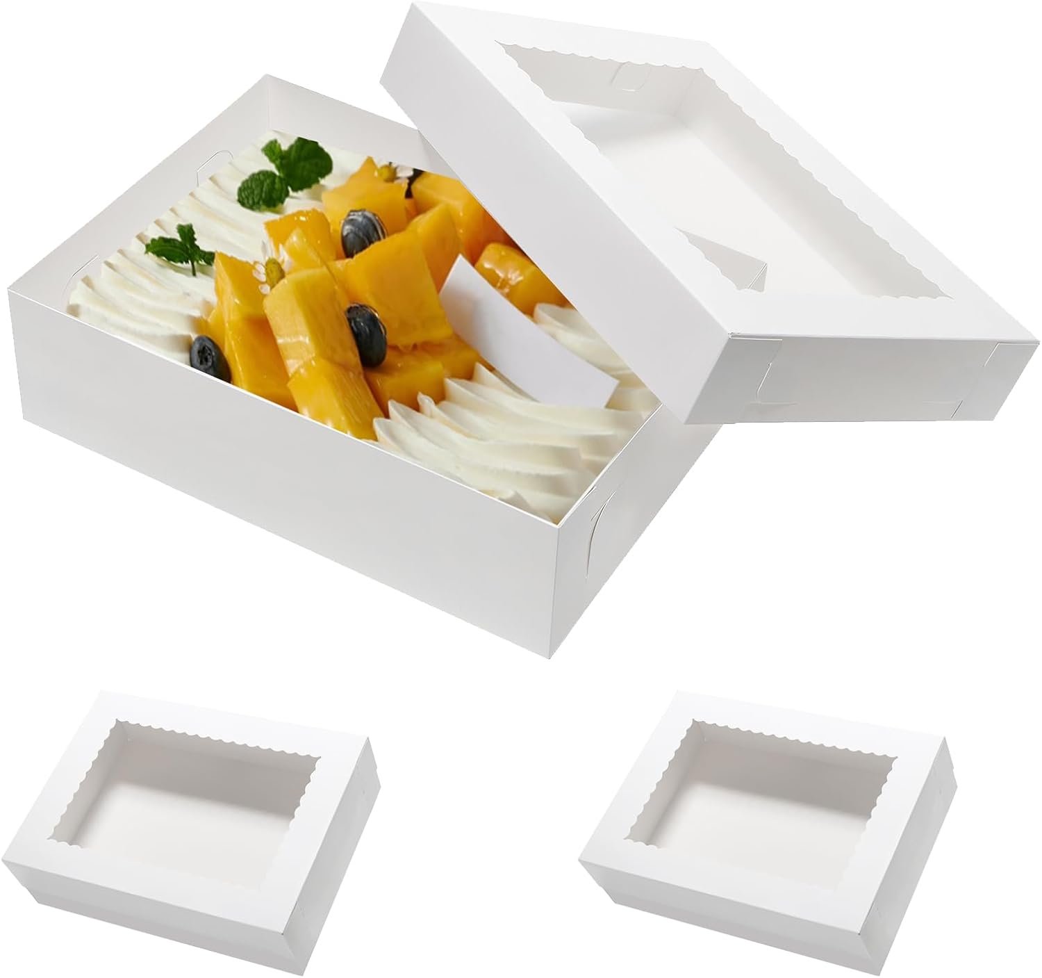 Großhandel 19x14x4 Zoll Kuchenboxen 6 Stück Rechteckige Halbblatt Backboxen mit Fenster - für Donuts, Gebäck, Kuchen, Torten - Individuelles Logo Verpackung von Weißem Karton durch Hersteller in Großmenge. Großhandel 19x14x4 Zoll Kuchenboxen 6 Stück Rechteckige Halbblatt Backboxen mit Fenster - für Donuts, Gebäck, Kuchen, Torten - Individuelles Logo Verpackung von Weißem Karton durch Hersteller in Großmenge.