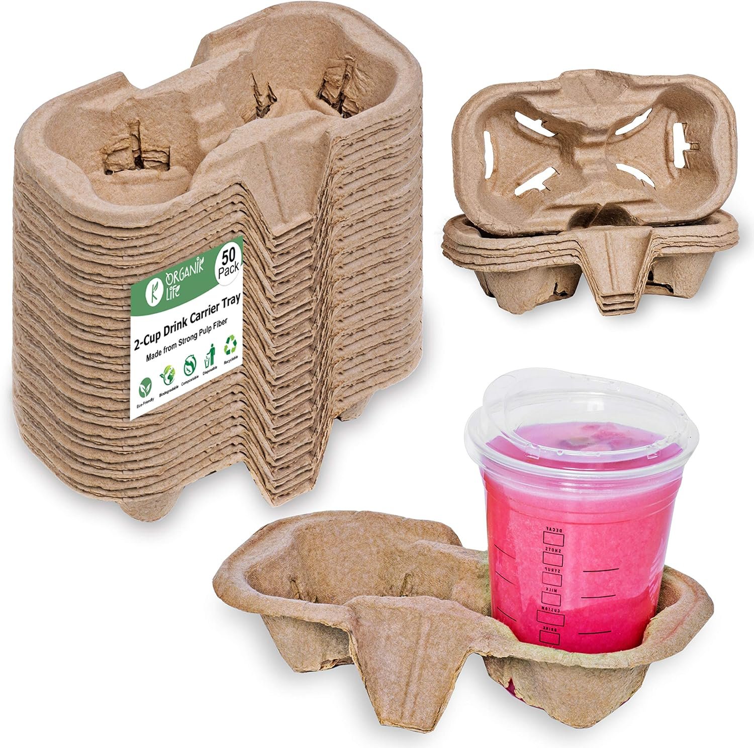 Großhandel 2 Cup Carrier Tray (50-Pack), Biologisch abbaubarer und umweltfreundlicher Träger für warme oder kalte Getränke, OEM Individuelles Logo, ideal als To-Go-Getränkehalter für die Lieferung von Essen im Auto. Großhandel 2 Cup Carrier Tray (50-Pack), Biologisch abbaubarer und umweltfreundlicher Träger für warme oder kalte Getränke, OEM Individuelles Logo, ideal als To-Go-Getränkehalter für die Lieferung von Essen im Auto.