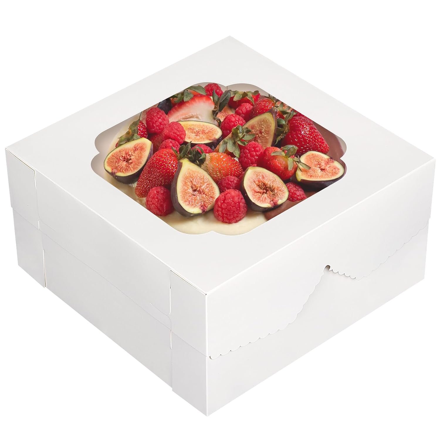 Großhandel 20 Stück Kuchenboxen, 12x12x6 Zoll weiße Backboxen mit Fenster, Einweg Kuchenbehälter für Valentinstag, Muttertag, OEM, Bulk, Patisserie, Kekse