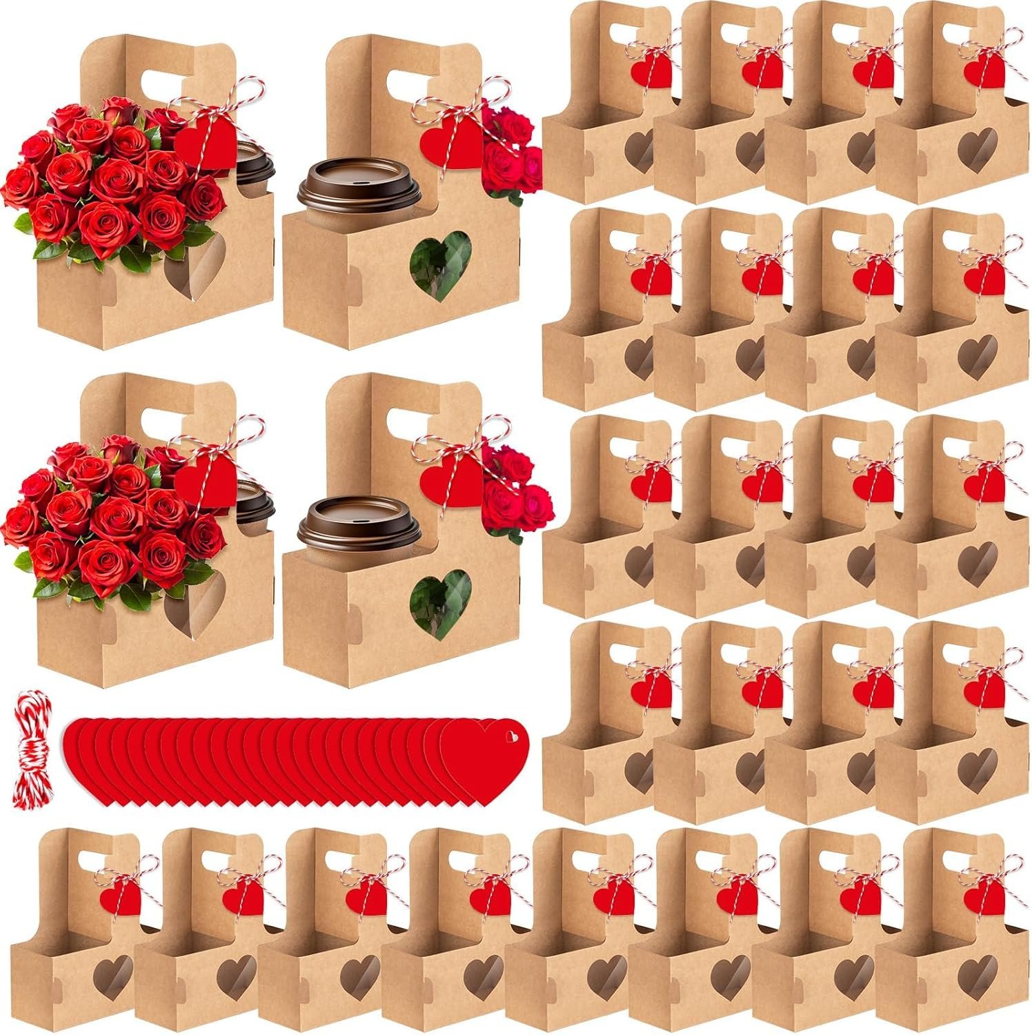 Großhandel 24 Stück Valentinstag 2-Tassen-Tragehilfen mit Griff Papier Blumenstrauß Geschenktüten Einweg Getränke Träger mit Griffen für Geburtstagsfeiern, OEM Individuelles Logo, Hersteller von Kraft Getränketrägern Großhandel 24 Stück Valentinstag 2-Tassen-Tragehilfen mit Griff Papier Blumenstrauß Geschenktüten Einweg Getränke Träger mit Griffen für Geburtstagsfeiern, OEM Individuelles Logo, Hersteller von Kraft Getränketrägern