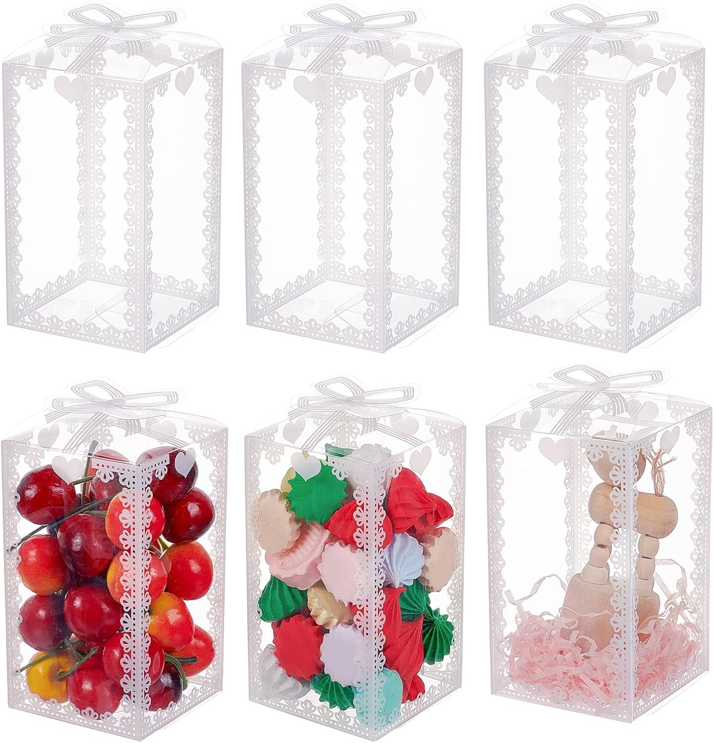 Großhandel 24 Stück klare Kunststoff Geschenkboxen mit Schleife 4,5x2,5x2,5 transparente PVC Favoritenboxen für Feiertage, Hochzeiten, Muttertag Geschenkverpackung, Individuelles Logo, Lieferant Großhandel 24 Stück klare Kunststoff Geschenkboxen mit Schleife 4,5x2,5x2,5 transparente PVC Favoritenboxen für Feiertage, Hochzeiten, Muttertag Geschenkverpackung, Individuelles Logo, Lieferant