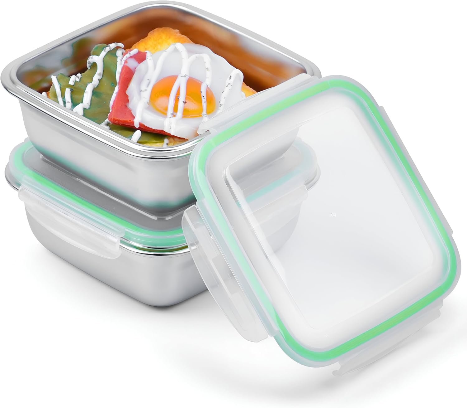 Großhandel 2er Set Sandwichbehälter, 24oz Edelstahlbox mit luftdichten Deckeln, BPA-frei, spülmaschinenfest, langlebige & wiederverwendbare Metall-Mahlzeit-Prep-Boxen für Obst, Snacks, Bento, individuelles Logo