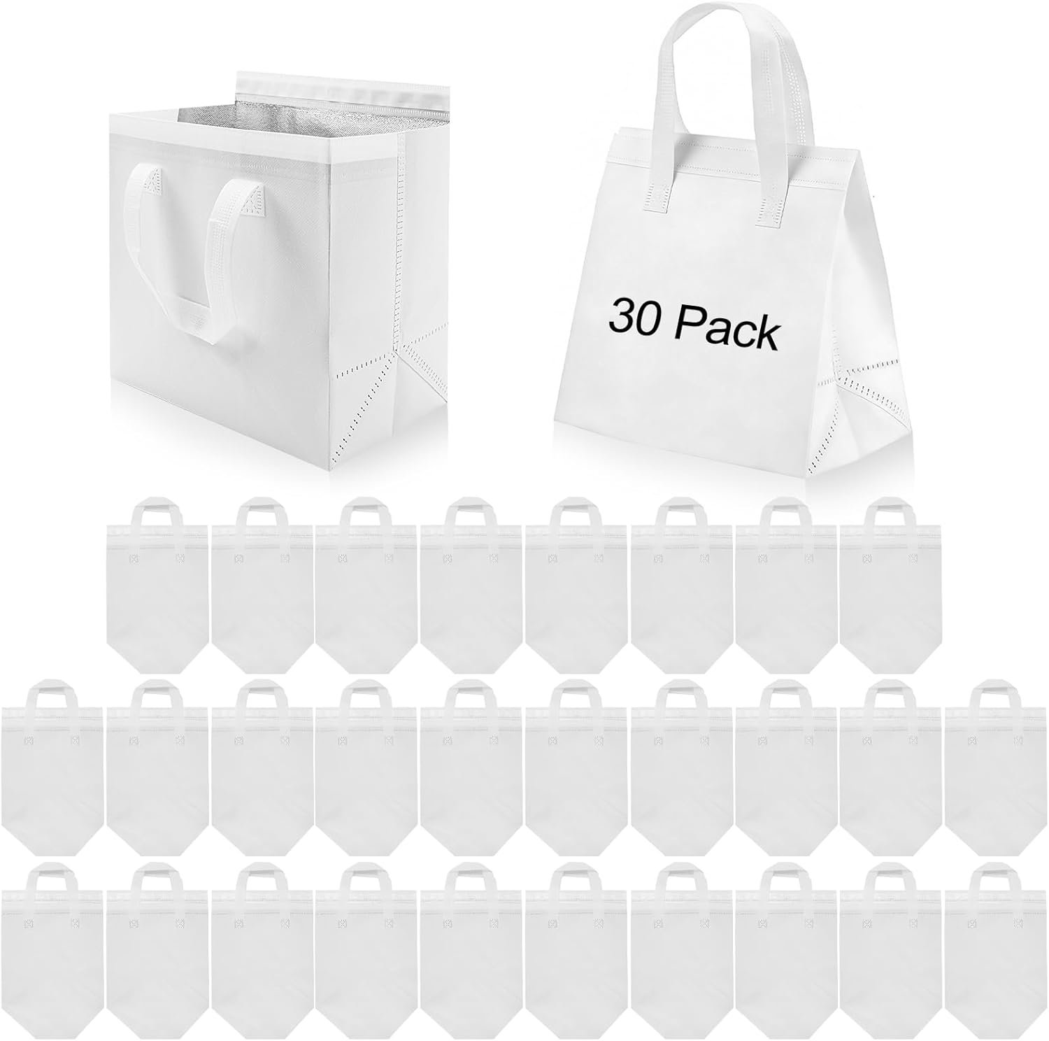 Großhandel 30 Pack isolierte Take Away Taschen, weiße wiederverwendbare Einkaufstasche, kleiner Kühler für Milchtee, heiße und kalte Lebensmittellieferung, 9,4 x 5,9 x 9,2 Zoll, individuelles Logo für alle Anwendungen, Hersteller für hochwertige Taschen. Großhandel 30 Pack isolierte Take Away Taschen, weiße wiederverwendbare Einkaufstasche, kleiner Kühler für Milchtee, heiße und kalte Lebensmittellieferung, 9,4 x 5,9 x 9,2 Zoll, individuelles Logo für alle Anwendungen, Hersteller für hochwertige Taschen.