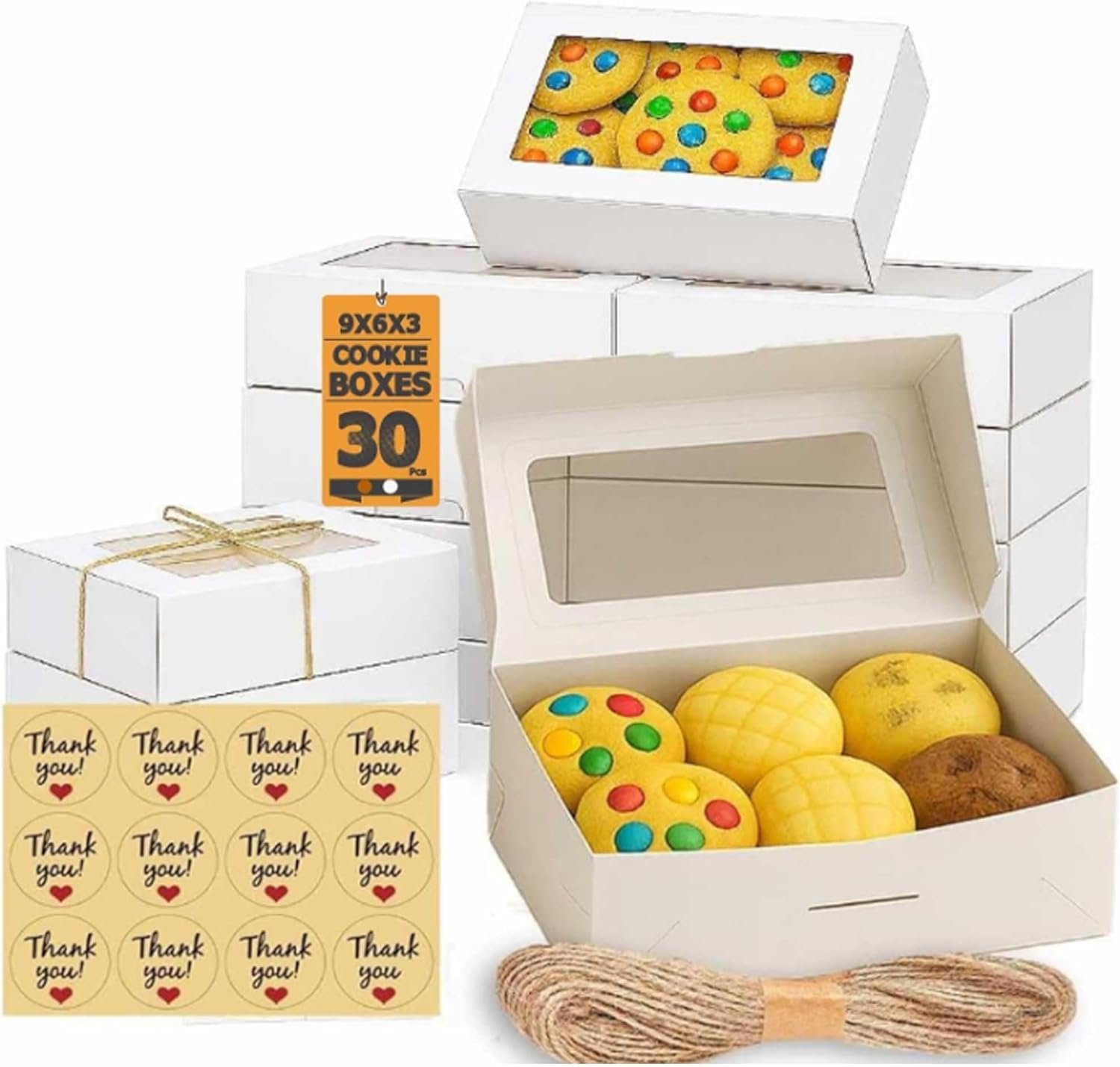 Großhandel 30 Packung Geschenkboxen für Süßigkeiten – Cookie Boxen mit Fenster für Geschenke – 9x6x3 Zoll kleine Cookie Behälter für Erdbeeren, Cupcakes, Bonbons, Charcuterie, Gebäck, Donuts, Backwaren – Individuelles Logo, Hersteller für Bulk-Verkäufe