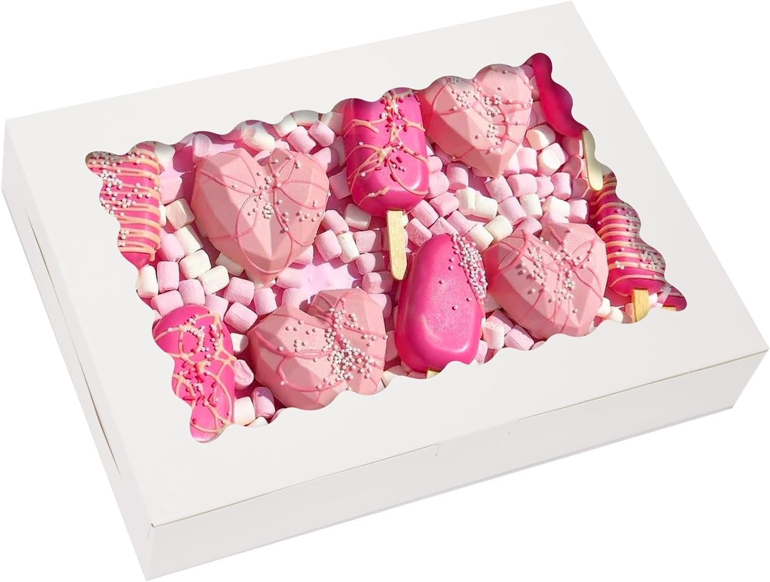 Großhandel 30 Stück große Backboxen mit Fenster, 14x10x2,5 Zoll, für Leckereien, Pies, Schokoladen-Erdbeeren, Muffins, Donuts und Desserts, Individuelles Logo, Hersteller für Bulk-Bestellungen.