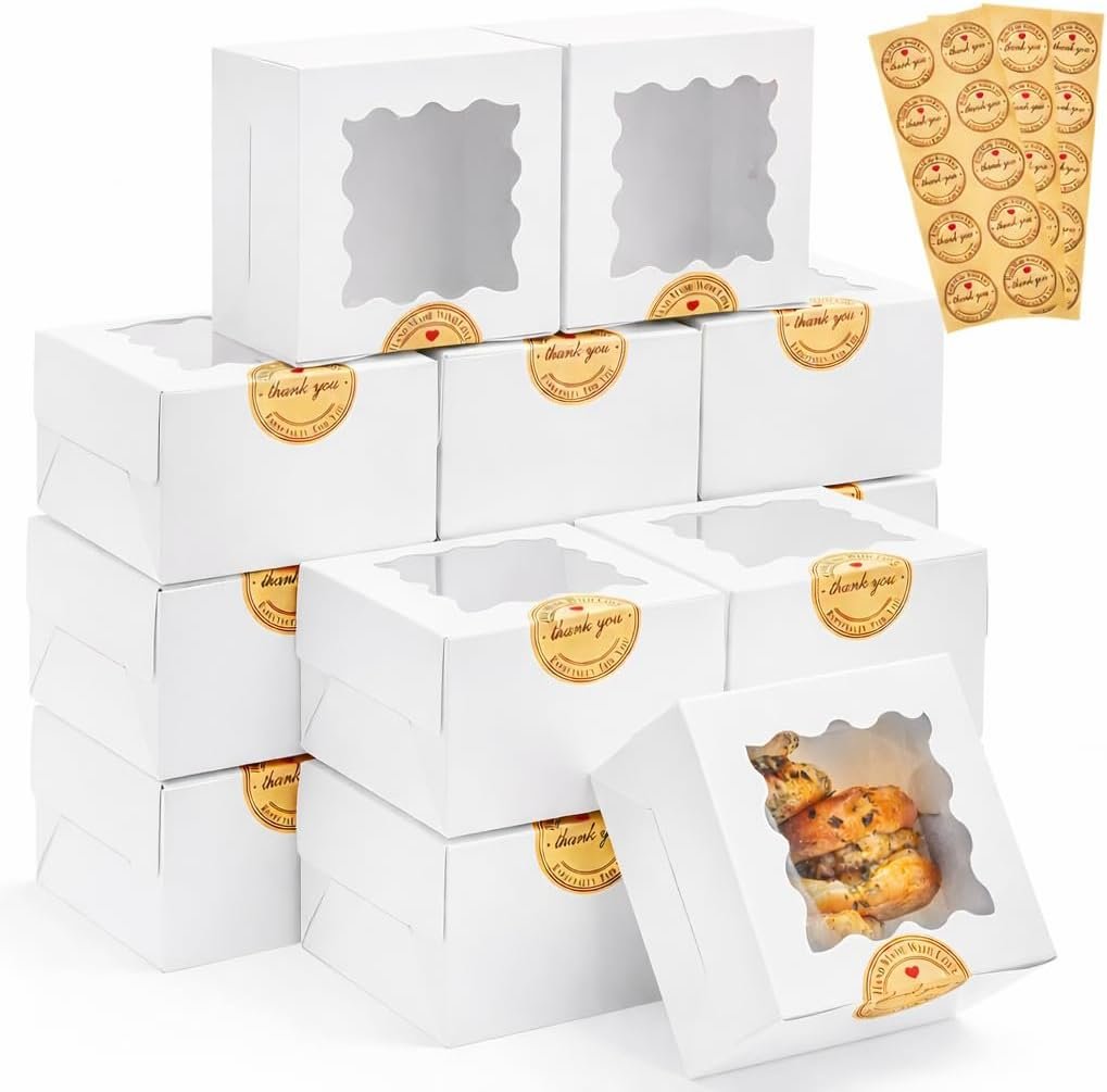 Großhandel 30 Stück weiße Keksboxen mit Fenster, 4x4x2,5 Zoll kleine Bäckereiboxen mit Aufklebern für Mini-Kuchen, Macarons, Cupcakes, Süßigkeiten, Donuts, Keks, Erdbeeren, Schokolade, individuell bedruckt, der Hersteller liefert Großhandel 30 Stück weiße Keksboxen mit Fenster, 4x4x2,5 Zoll kleine Bäckereiboxen mit Aufklebern für Mini-Kuchen, Macarons, Cupcakes, Süßigkeiten, Donuts, Keks, Erdbeeren, Schokolade, individuell bedruckt, der Hersteller liefert