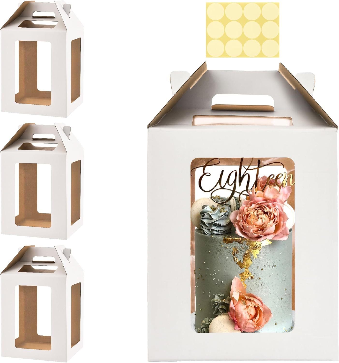 Großhandel 3er Pack hohe Kuchenboxen für mehrstöckige Torten 10x10x12 Zoll mit Fenstern, OEM 8 Zoll 10 Zoll wegwerfbare hohe Backboxen mit Griff für Geburtstag Hochzeit Party.