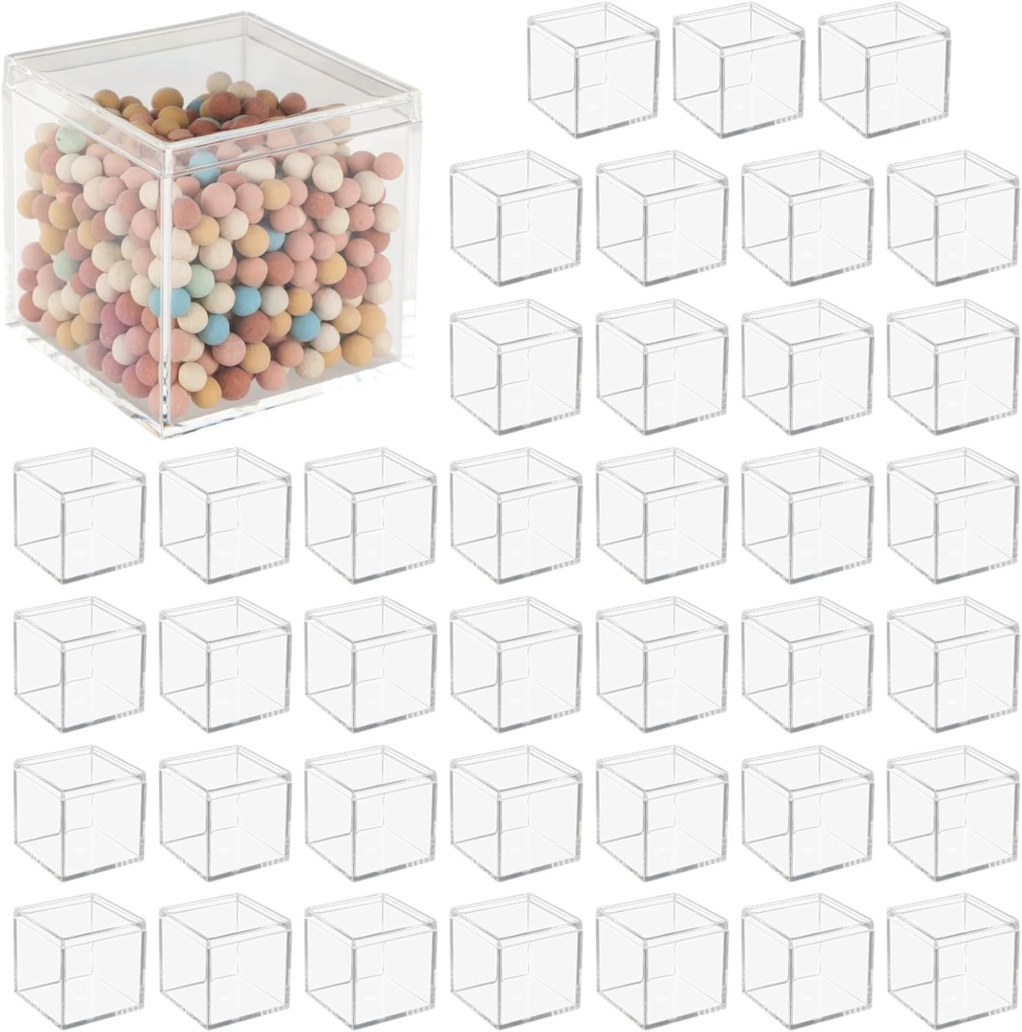 Großhandel 40 Stück Acrylboxen - Klare kleine quadratische Displayboxen, 2,2 x 2,2 x 2,2 in, mit Deckeln für Süßigkeiten, Pillen, Ohrringe, Schmuck, winzige Perlen, Individuelles Logo Großhandel 40 Stück Acrylboxen - Klare kleine quadratische Displayboxen, 2,2 x 2,2 x 2,2 in, mit Deckeln für Süßigkeiten, Pillen, Ohrringe, Schmuck, winzige Perlen, Individuelles Logo