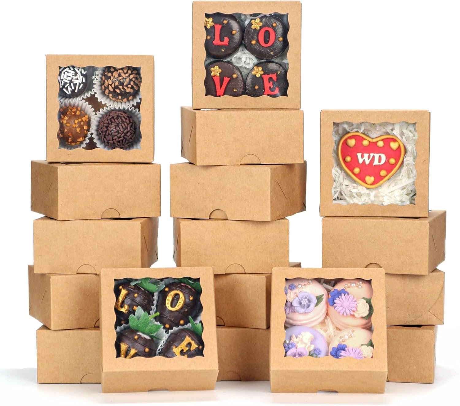 Großhandel 40 Stück Bäckerei-Boxen 4x4x2 Zoll für Cookies, Mini Bundt-Kuchen, Pie, Zimtschnecken, Pralinen – Individuelles Logo für Hochzeits- und Partygäste von zuverlässigen Herstellern.