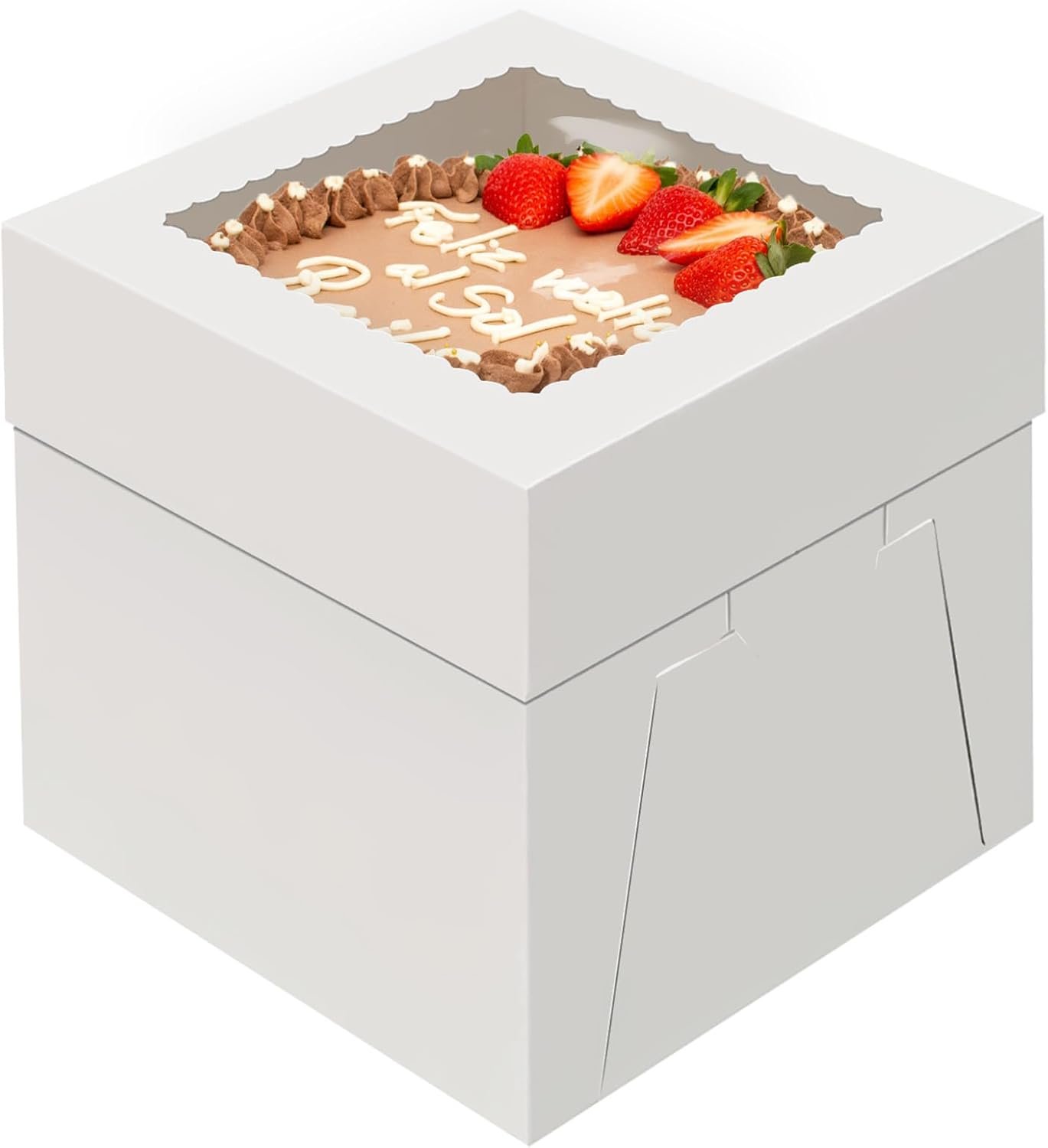 Großhandel 4er Pack Kuchenboxen 8 Zoll, Kuchen Transportbehälter mit großem Fenster, für Plätzchen, Kuchen, Cupcakes und Gebäck, individuell mit eigenem Logo bedruckbar (8×8×8 Zoll), direkt vom Hersteller in Bulk erhältlich