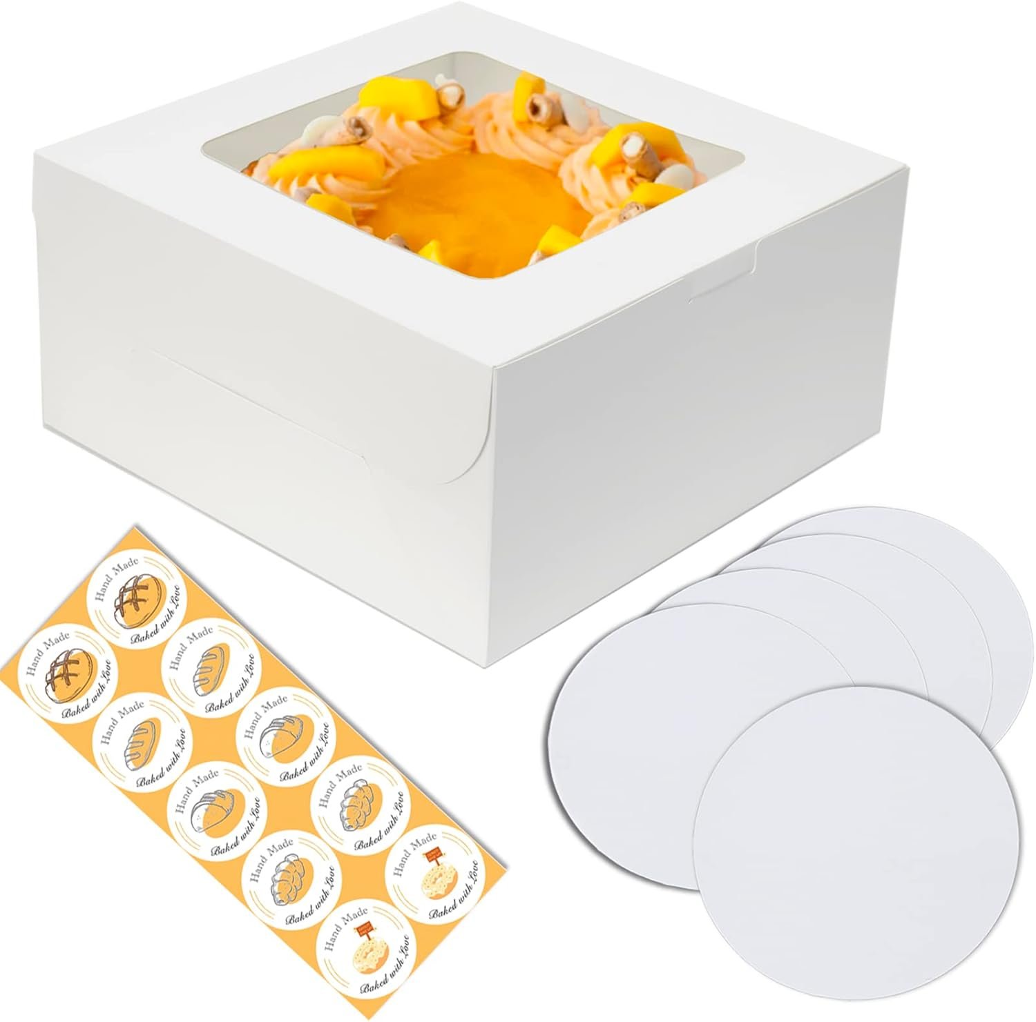 Großhandel 5 Sets Kuchenboxen 10x10x5 Zoll mit Cake Boards, Hersteller von hochwertigen Backwarenboxen, individuelles Logo verfügbar