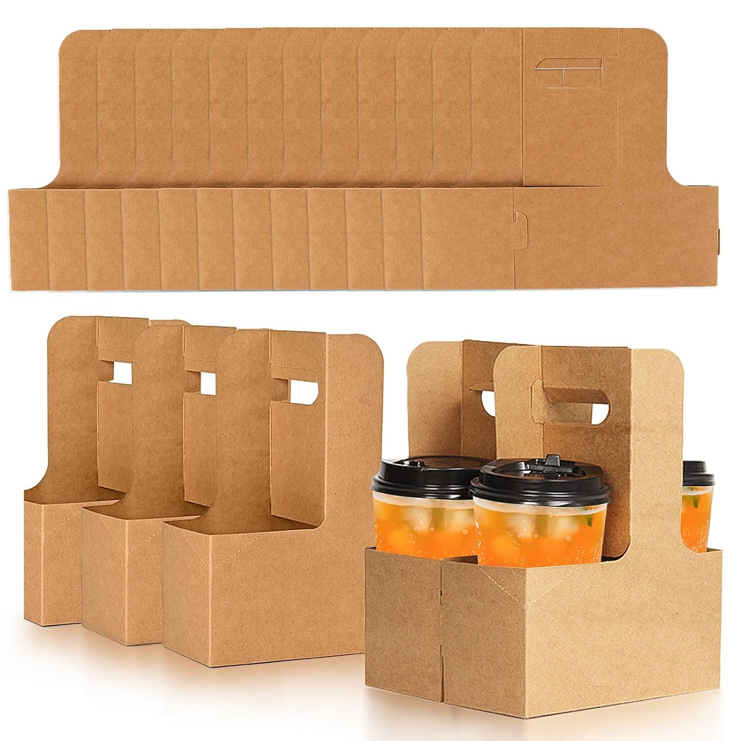 Großhandel 50 Stück 2-Tassen Kraft-Trinkträger mit Griff, OEM für 2- oder 4-Tassen Kraft-Papierträger, individuelles Logo für heiße oder kalte Getränke, Lebensmittel Lieferung, Café Großhandel 50 Stück 2-Tassen Kraft-Trinkträger mit Griff, OEM für 2- oder 4-Tassen Kraft-Papierträger, individuelles Logo für heiße oder kalte Getränke, Lebensmittel Lieferung, Café