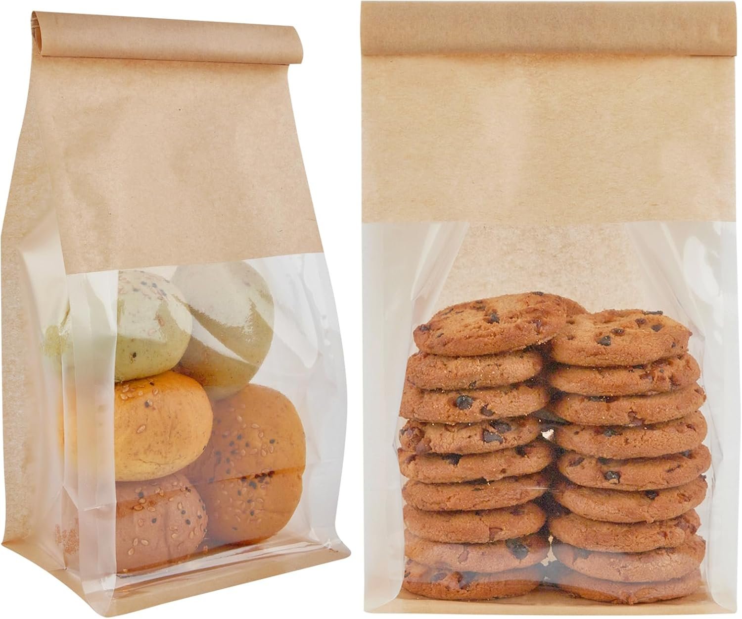 Großhandel 50 Stück Resealable Tüten mit Fenster für die Bäckerei, Hersteller von klaren Snack-Verpackungen für Cookies, Laib und Popcorn, individuelles Logo nach Kundenwunsch verfügbar.