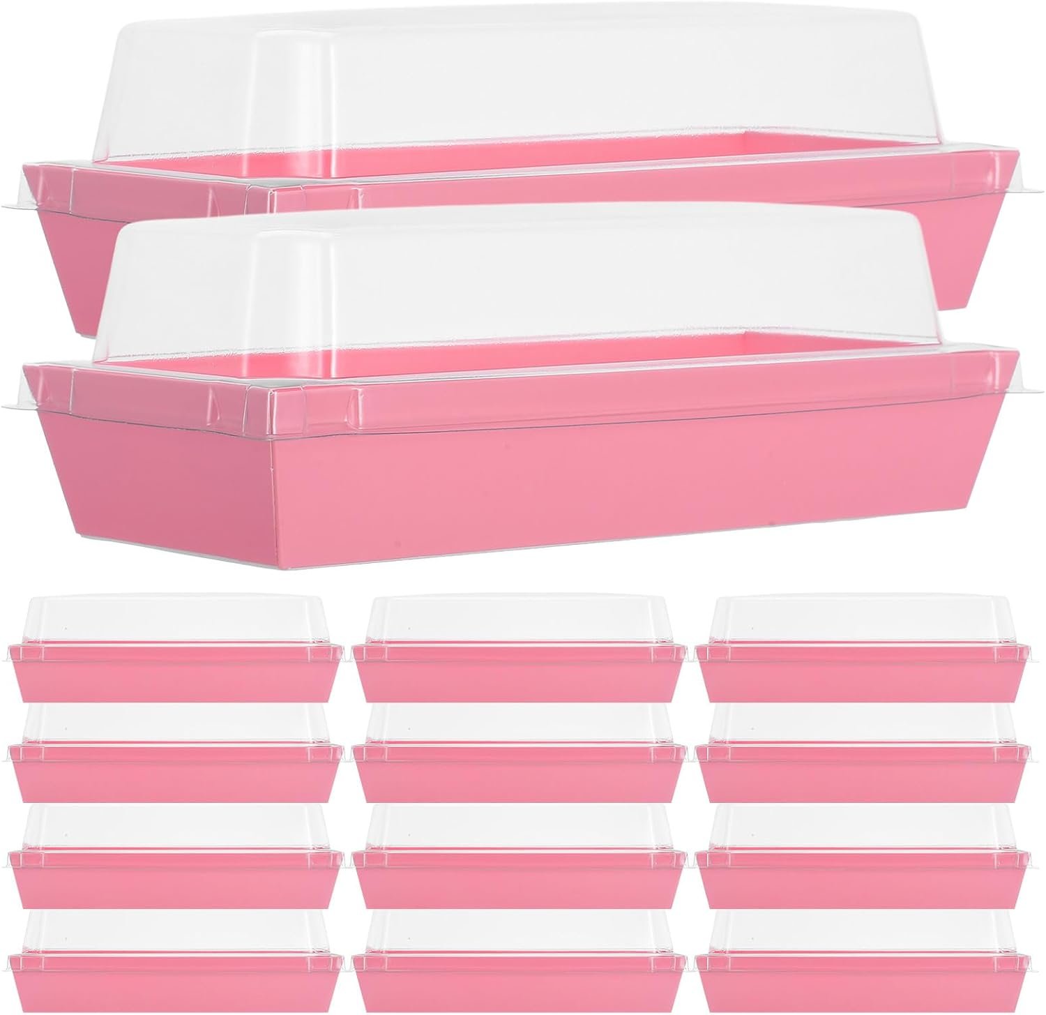 Großhandel 50 Stück große rechteckige Backtakeout-Boxen mit Deckel, individuelle Logo-Optionen für Bäckerei und Catering, OEM, disposable Sandwich- und Gebäckbehälter, rosa Papierverpackung für Brot und Brötchen