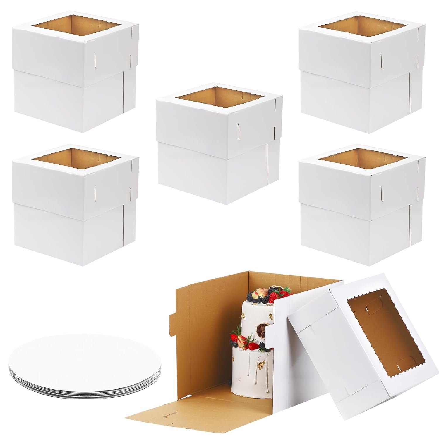 Großhandel 6er Pack 12x12x12 Zoll hohe Tortenboxen mit Böden für mehrstöckige Torten, dicke stabile Bäckereibox mit Fenster, individuell bedruckbar für Valentinstag, Muttertag, Geburtstag, Hochzeit, Party beim Hersteller. Großhandel 6er Pack 12x12x12 Zoll hohe Tortenboxen mit Böden für mehrstöckige Torten, dicke stabile Bäckereibox mit Fenster, individuell bedruckbar für Valentinstag, Muttertag, Geburtstag, Hochzeit, Party beim Hersteller.