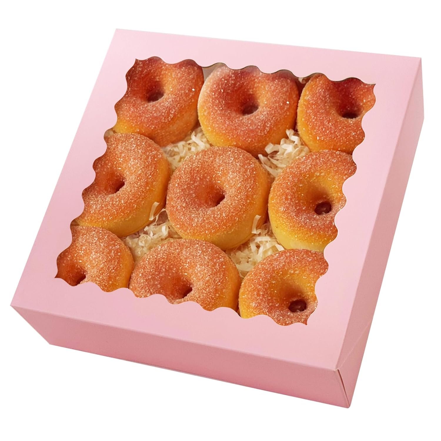 Großhandel 8x8x2.5 Zoll pinke Gebäckbox mit Fenster, Donut-Pie-Boxen 12 Stück, vom Hersteller, ideal für individuelle Logos und Eigenmarken, (Auto-Pop-Up)