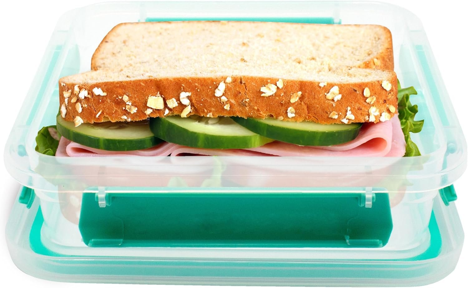 Großhandel BPA-freier Sandwichbehälter, wiederverwendbar und lecksicher mit abnehmbarer Abdeckung für Gemüse und Sandwiches, individuelles Logo, 1 Packung in variierenden Farben.