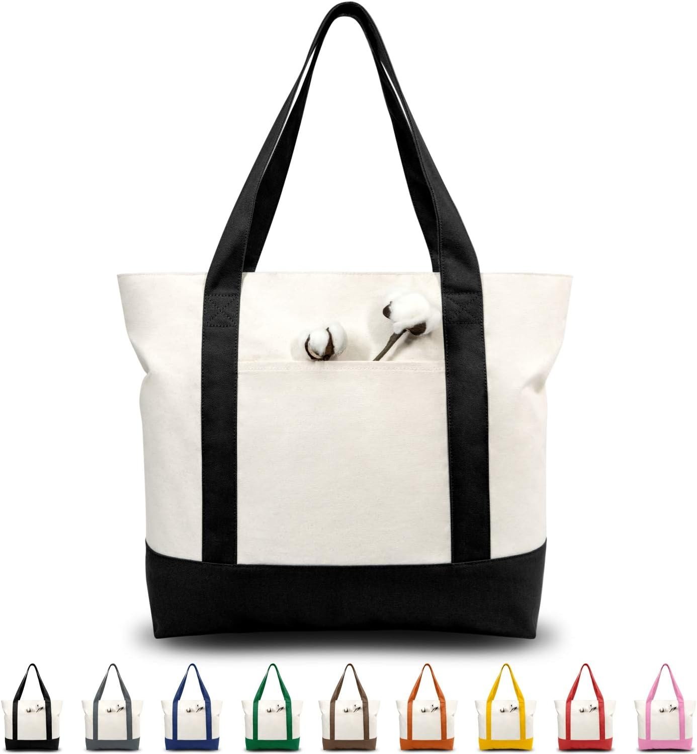 Großhandel Canvas Tragetasche mit externem Taschenfach, wiederverwendbar für den Lebensmitteleinkauf, hochwertige Reißverschlussöffnung, tägliche Essentials (Schwarz/Natur, Packung mit 1), Individuelles Logo, Hersteller für Großmenge. Großhandel Canvas Tragetasche mit externem Taschenfach, wiederverwendbar für den Lebensmitteleinkauf, hochwertige Reißverschlussöffnung, tägliche Essentials (Schwarz/Natur, Packung mit 1), Individuelles Logo, Hersteller für Großmenge.