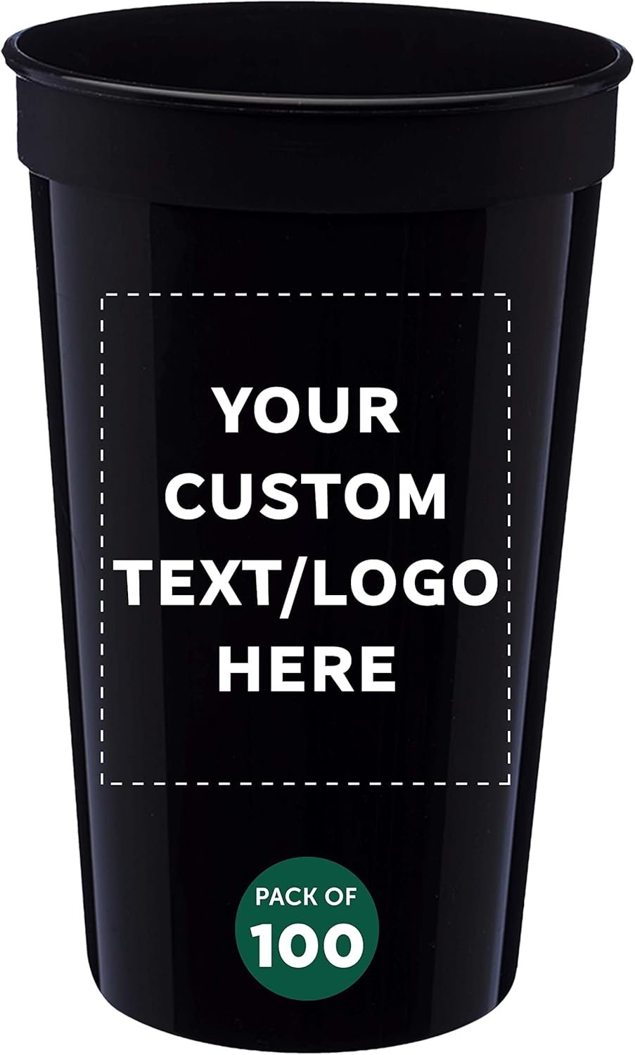 Großhandel Individuelles Logo 22 oz Kunststoff-Stadionbecher Set mit 100 Stück, perfekt für Feiern, Picknicks, Strand - Hersteller für personalisierte Großmenge - Schwarz