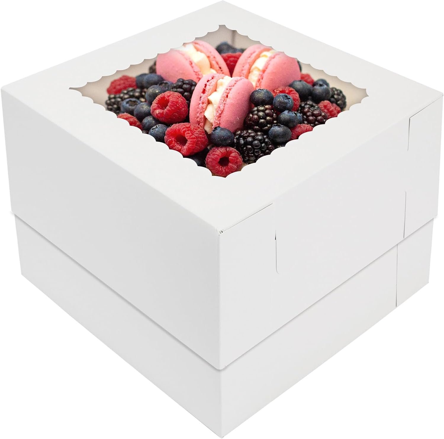 Großhandel Kuchenboxen 10x10x8 Zoll mit Fenster für Donuts, Torten, Kekse - Individuelles Logo für Ihre Eigenmarke, 10 Stück, ideal für Valentinstag, Muttertag, Hochzeit, Geburtstag, vom Hersteller in Bulk.