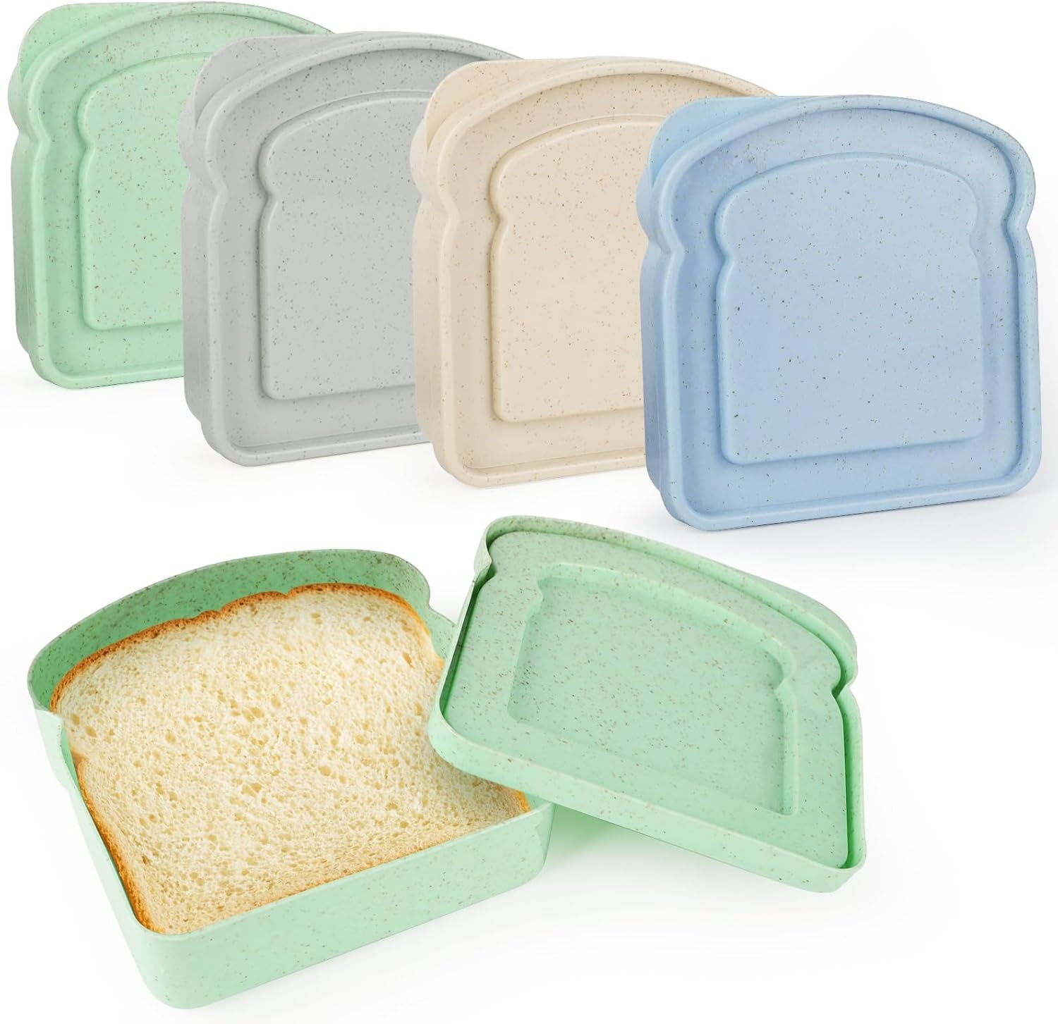 Großhandel Sandwichbehälter, 4-teilig, wiederverwendbare Toastbox, Sandwichhalter für Lunch, individuelles Logo für Erwachsene, mikrowellen- und spülmaschinenfest (Blau, Grün, Grau, Aprikose), Hersteller für Großmenge.