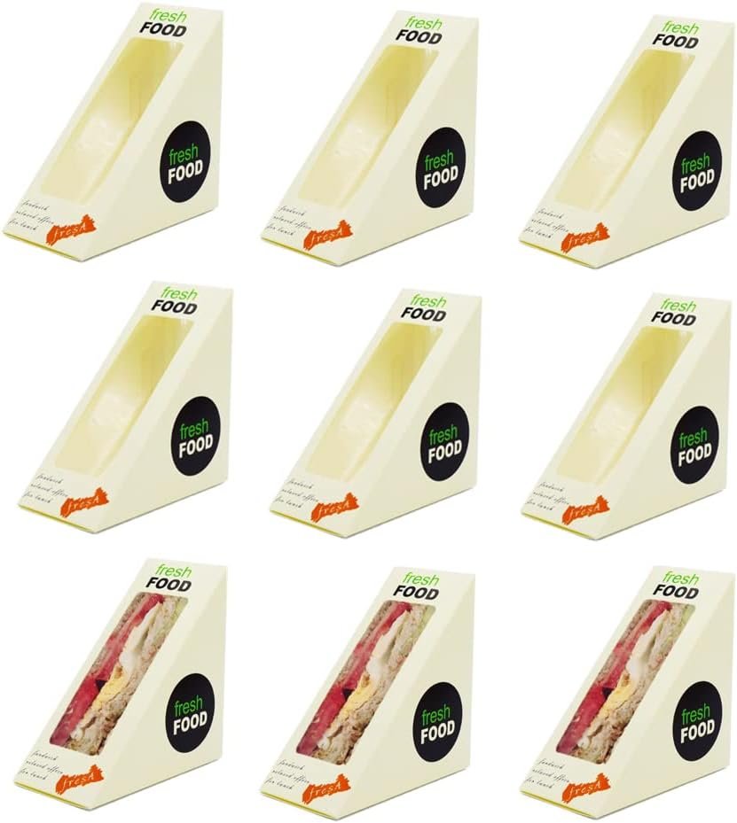 Großhandel Sandwichboxen 100 Stück, umweltfreundliche Sandwich-Ecke mit Fenster für Takeaway-Dienste von Herstellern, geeignet für Bäckerei und Restaurants