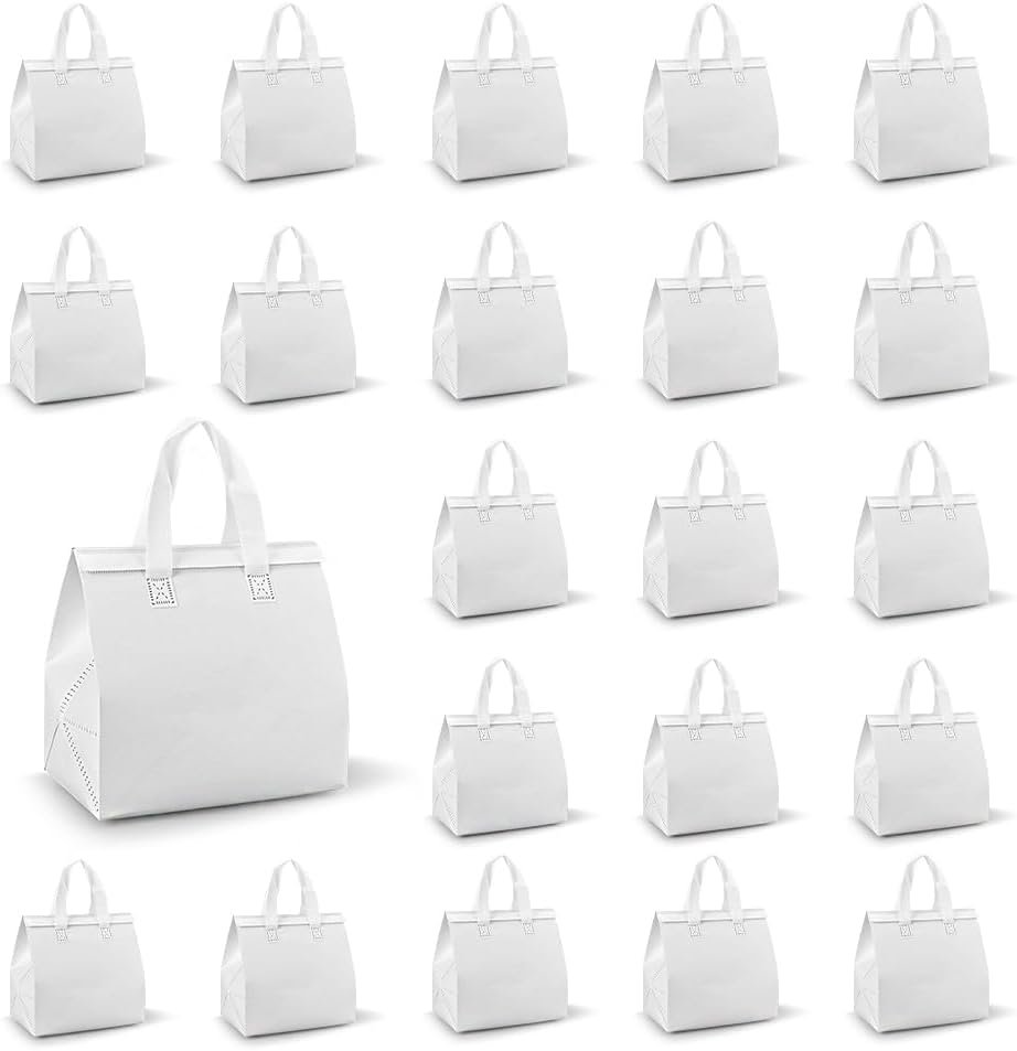 Großhandel Set von 25 isolierten Take-Away-Taschen, kleine thermische Kühlertüten für den Lebensmitteleinkauf, OEM für Lebensmittellieferung und zur Aufbewahrung von heißen und kalten Lebensmitteln, 9,3 x 5,9 x 9,4 Zoll, Lieferant für gefrorene Lebensmittel. Großhandel Set von 25 isolierten Take-Away-Taschen, kleine thermische Kühlertüten für den Lebensmitteleinkauf, OEM für Lebensmittellieferung und zur Aufbewahrung von heißen und kalten Lebensmitteln, 9,3 x 5,9 x 9,4 Zoll, Lieferant für gefrorene Lebensmittel.