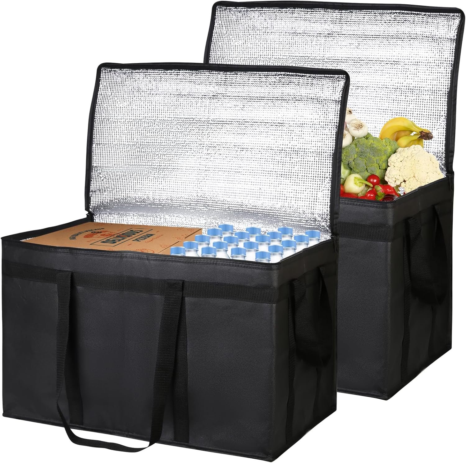 Großhandel XXXL Kühlertaschen für Lebensmittelanlieferungen, individuelle Logo-Lösungen, isolierte Einkaufstaschen für Catering und Pizzalieferungen, warmer und gefrorener Styroporträger für Reisen im Auto.