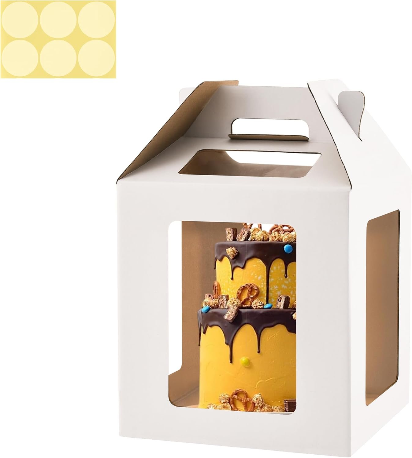 Großhandel hohe Kuchenboxen 6 Fenster mit Griff, 12x12x12 Kuchenbehälter für mehrstöckige Kuchen, große quadratische Take-Out Transportbehälter ideal für 10